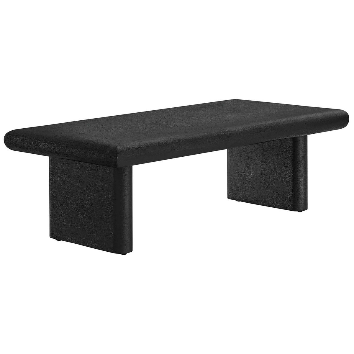 Modern coffee table with bold block legs and a durable textured cement finish || EEI-6578-BLK || front_angle_studio