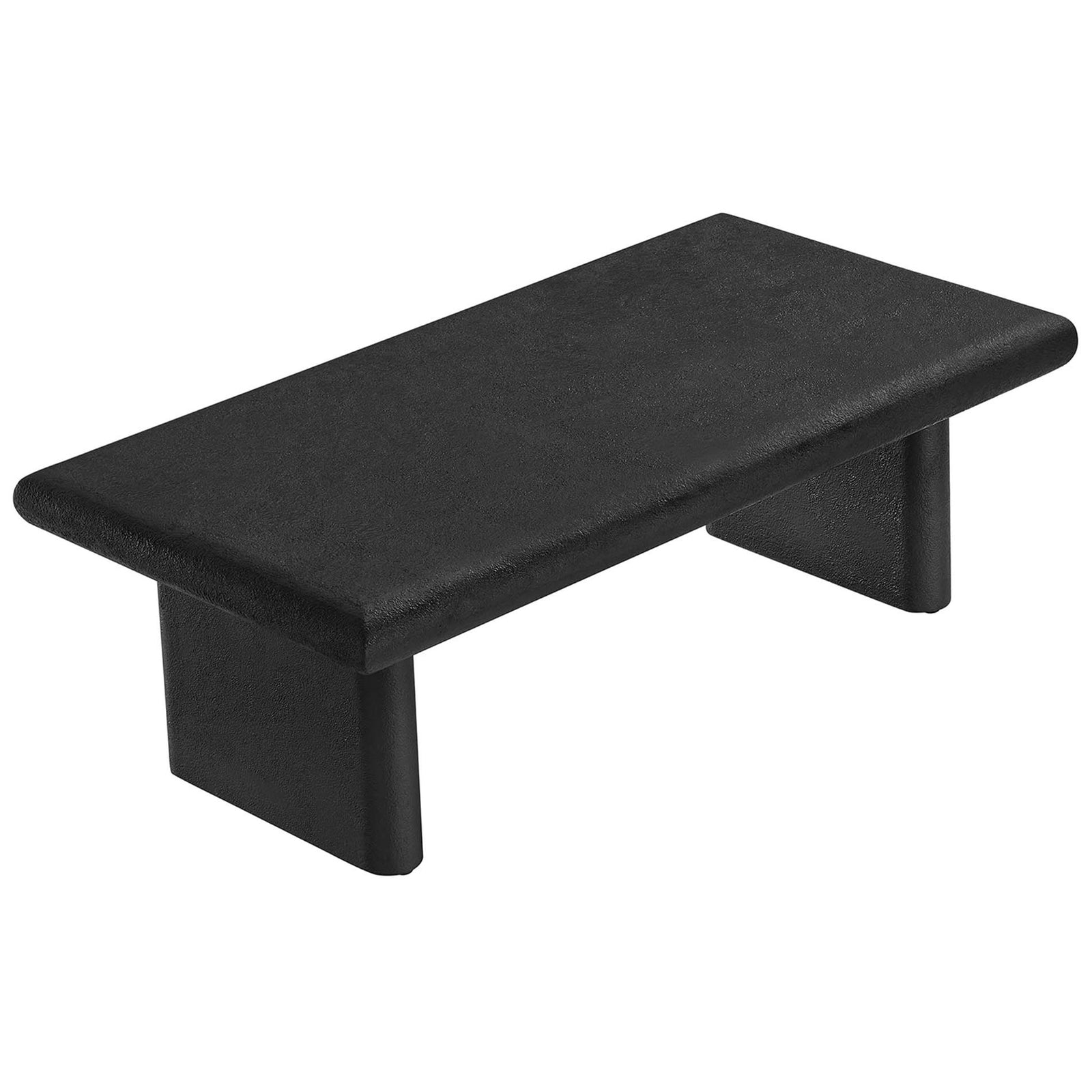 Spacious 46-inch surface with tactile texture invites books, trays, and decor || EEI-6578-BLK || top_angle_studio