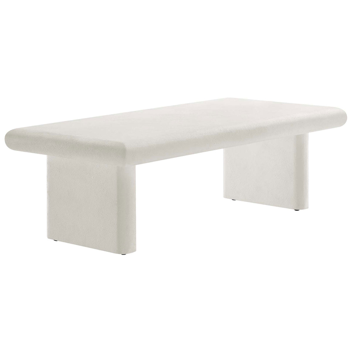 Sculpted profile highlights smooth bullnose edges and a tactile concrete-style surface. || EEI-6578-WHI || front_angle_studio