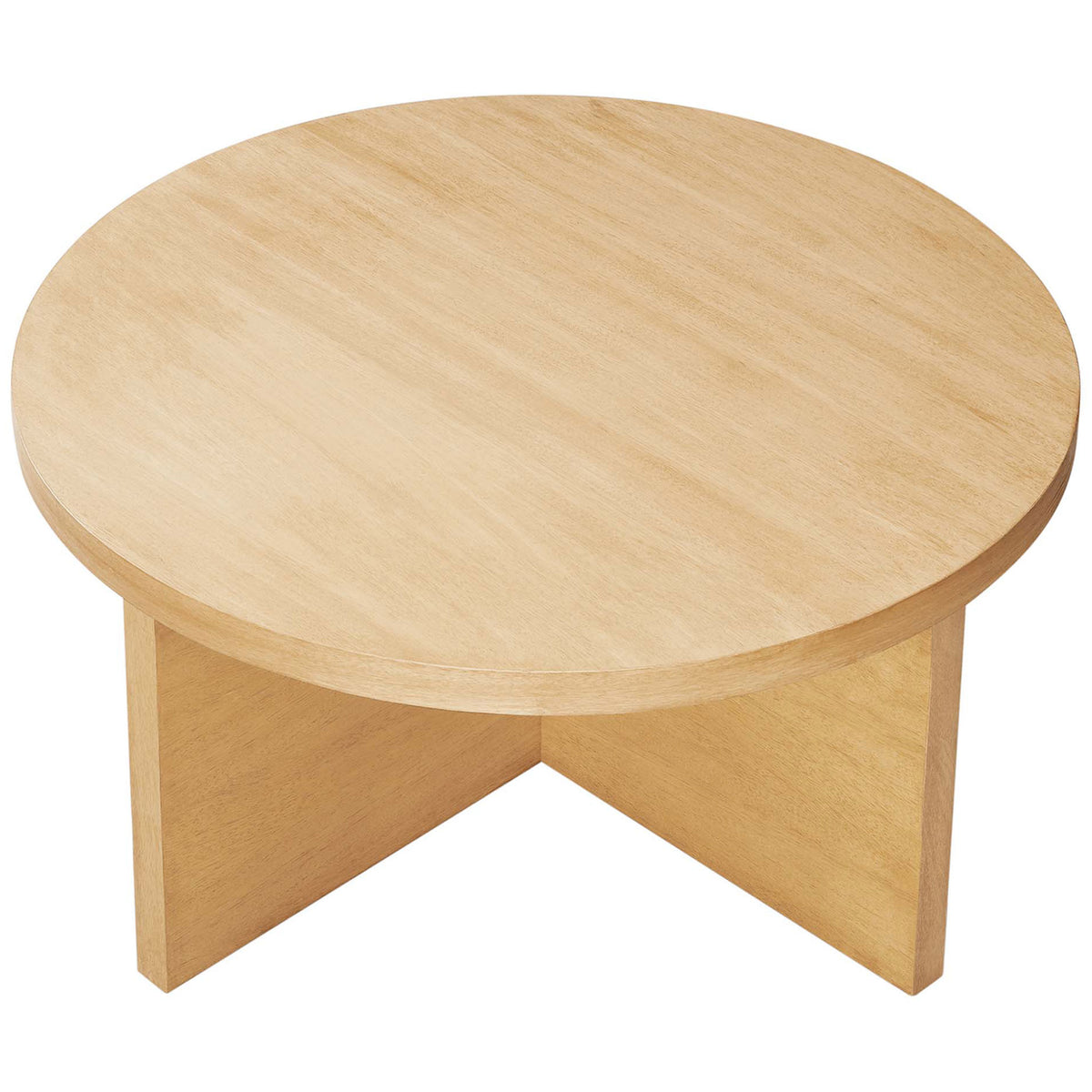 Spacious round tabletop showcasing light natural wood grain and a refined edge || EEI-6580-NAT || top_angle_studio