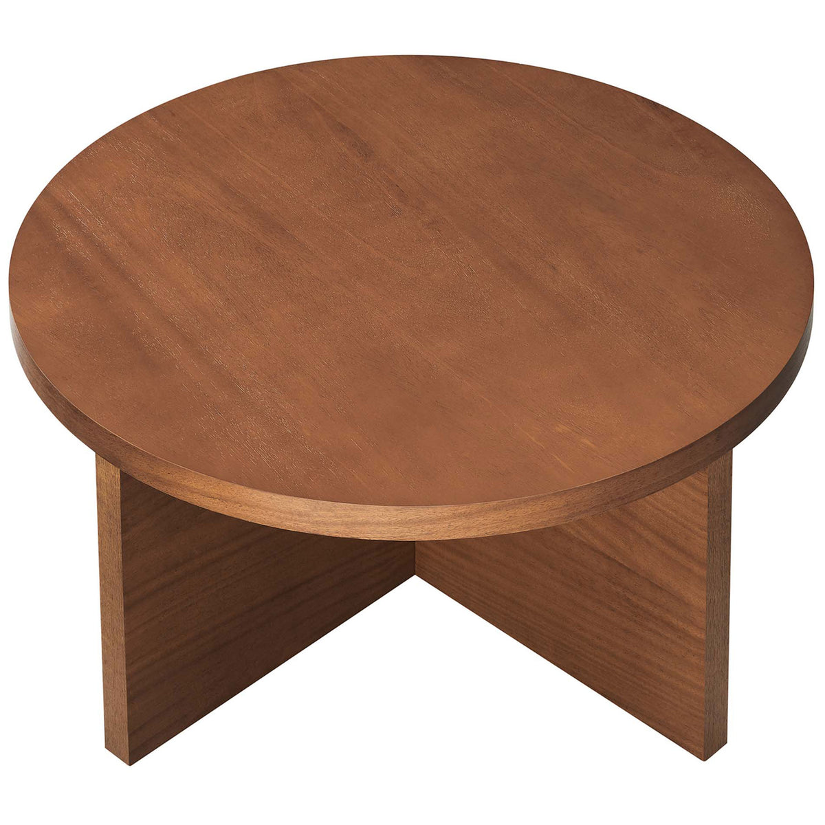 Generous 35.5 inch round tabletop with smooth walnut grain and a softly rounded edge || EEI-6580-WAL || top_studio
