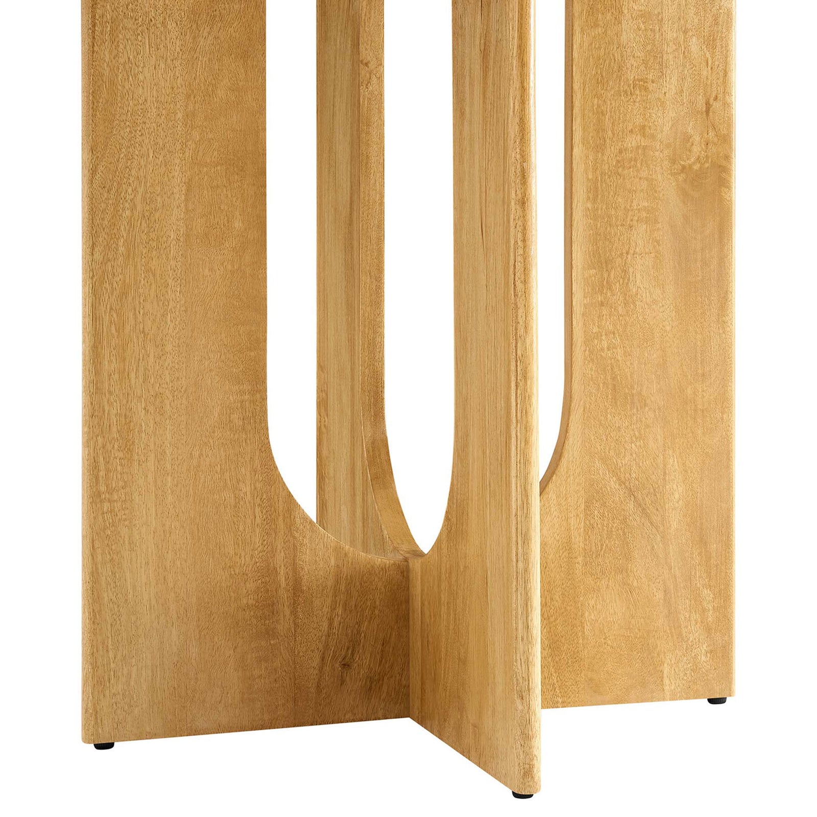 Sculptural intersecting pedestal panels with graceful arch cutouts adding modern character to the oak table || EEI-6592-OAK || leg_studio