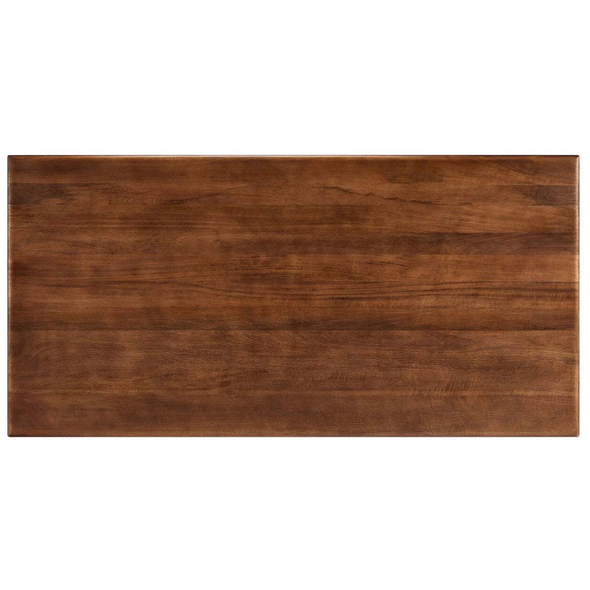 Expansive walnut rectangular tabletop displaying natural mango wood grain and softly rounded corners || EEI-6593-WAL || top_studio