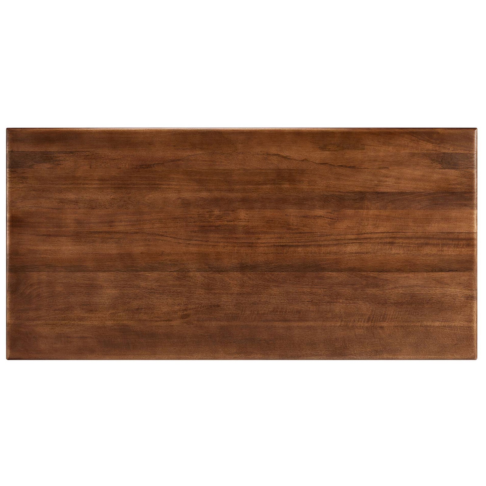Expansive walnut rectangular tabletop displaying natural mango wood grain and softly rounded corners || EEI-6593-WAL || top_studio