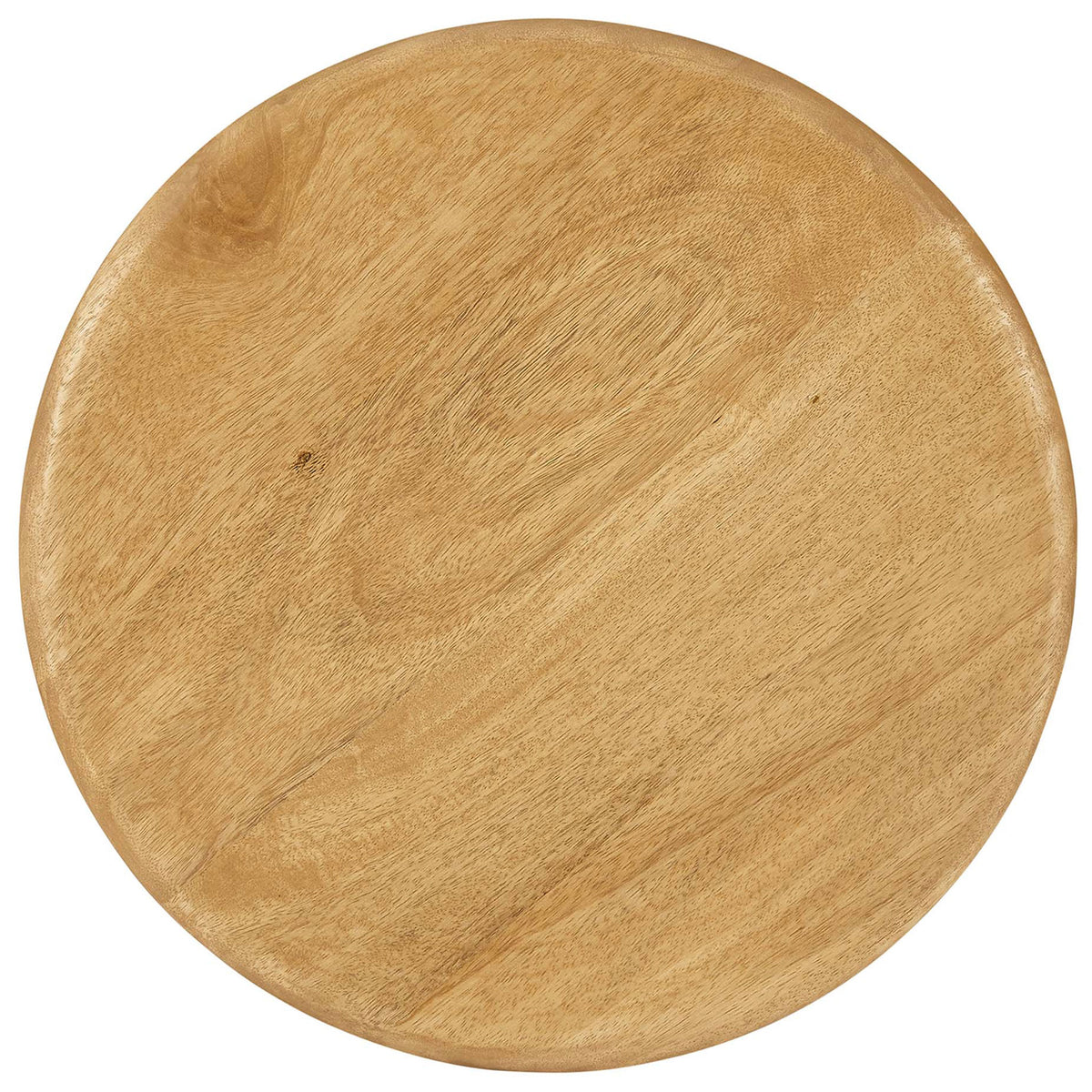 Round oak tabletop showcasing smooth edge and natural mango wood grain pattern. || EEI-6595-OAK || top_studio