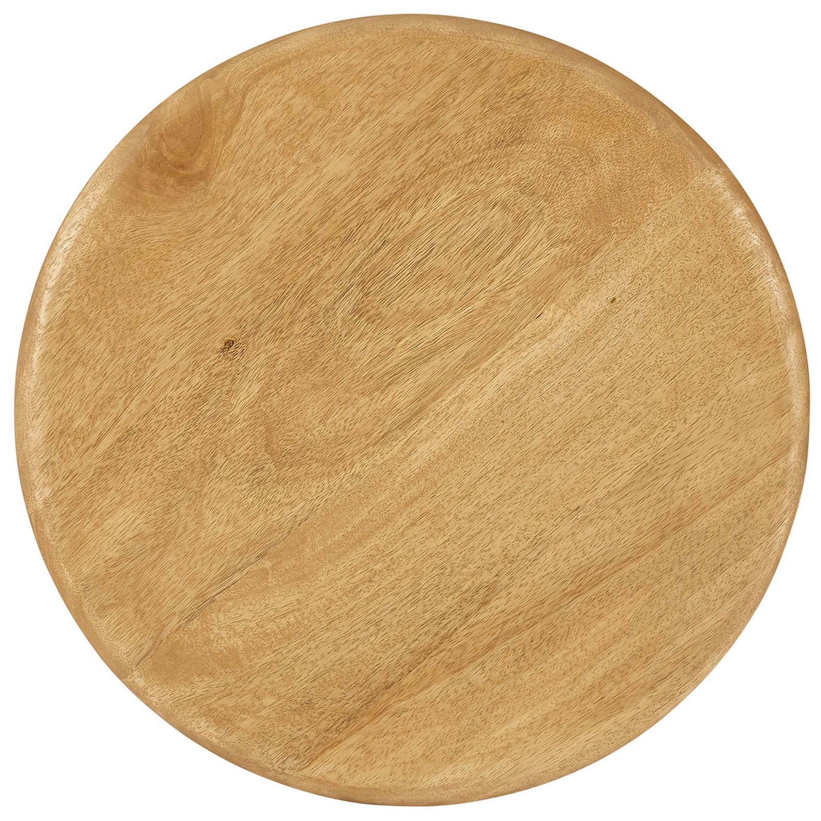 Round oak tabletop showcasing smooth edge and natural mango wood grain pattern. || EEI-6595-OAK || top_studio