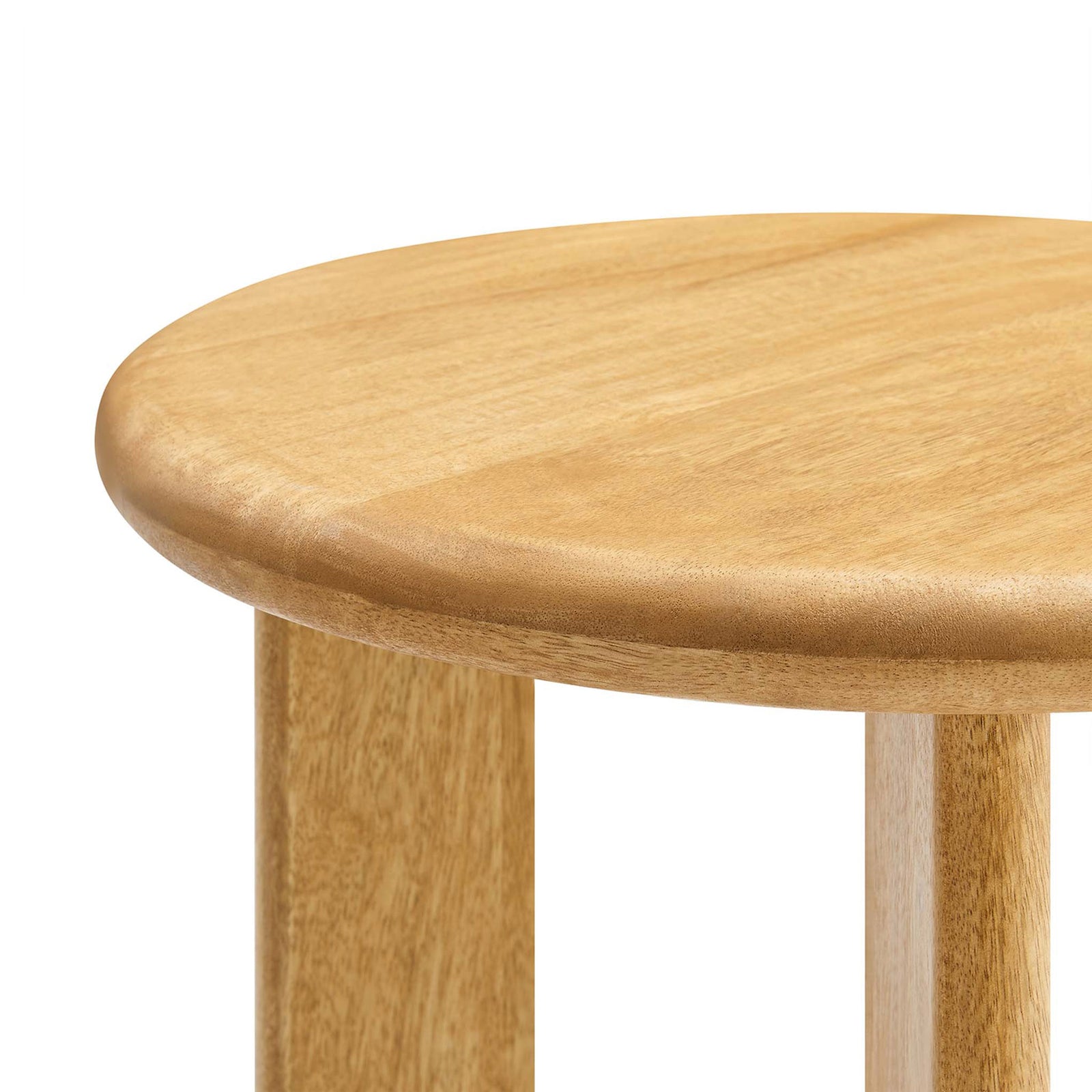 Rounded tabletop edge with smooth oak finish and finely grained mango wood surface. || EEI-6595-OAK || detail_studio