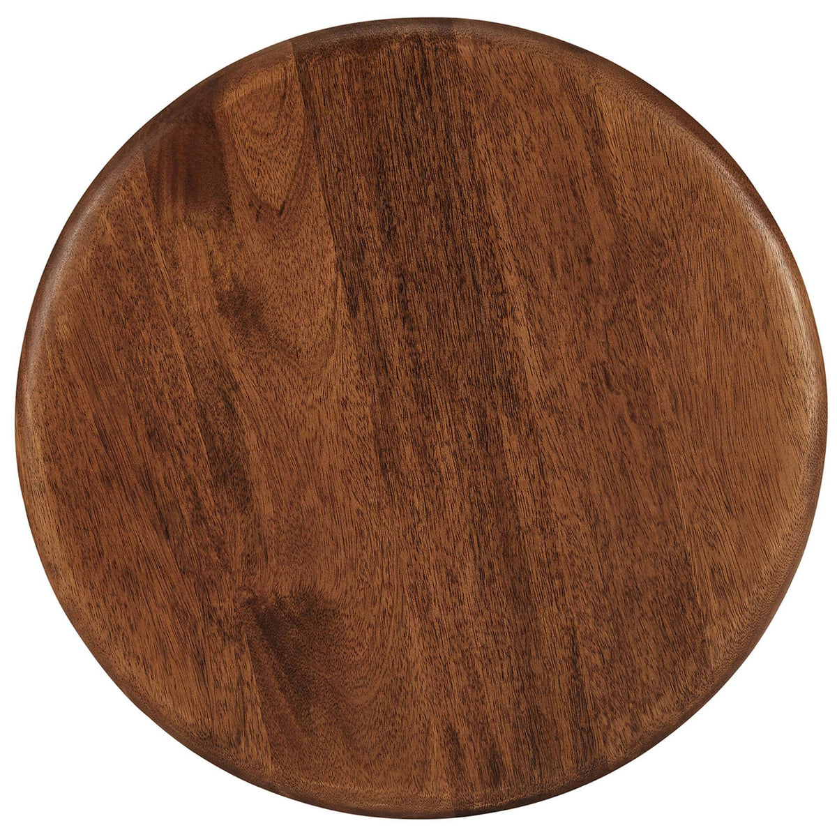 Round walnut tabletop showing rich wood grain and a softly beveled rim for a refined finish || EEI-6595-WAL || top_studio
