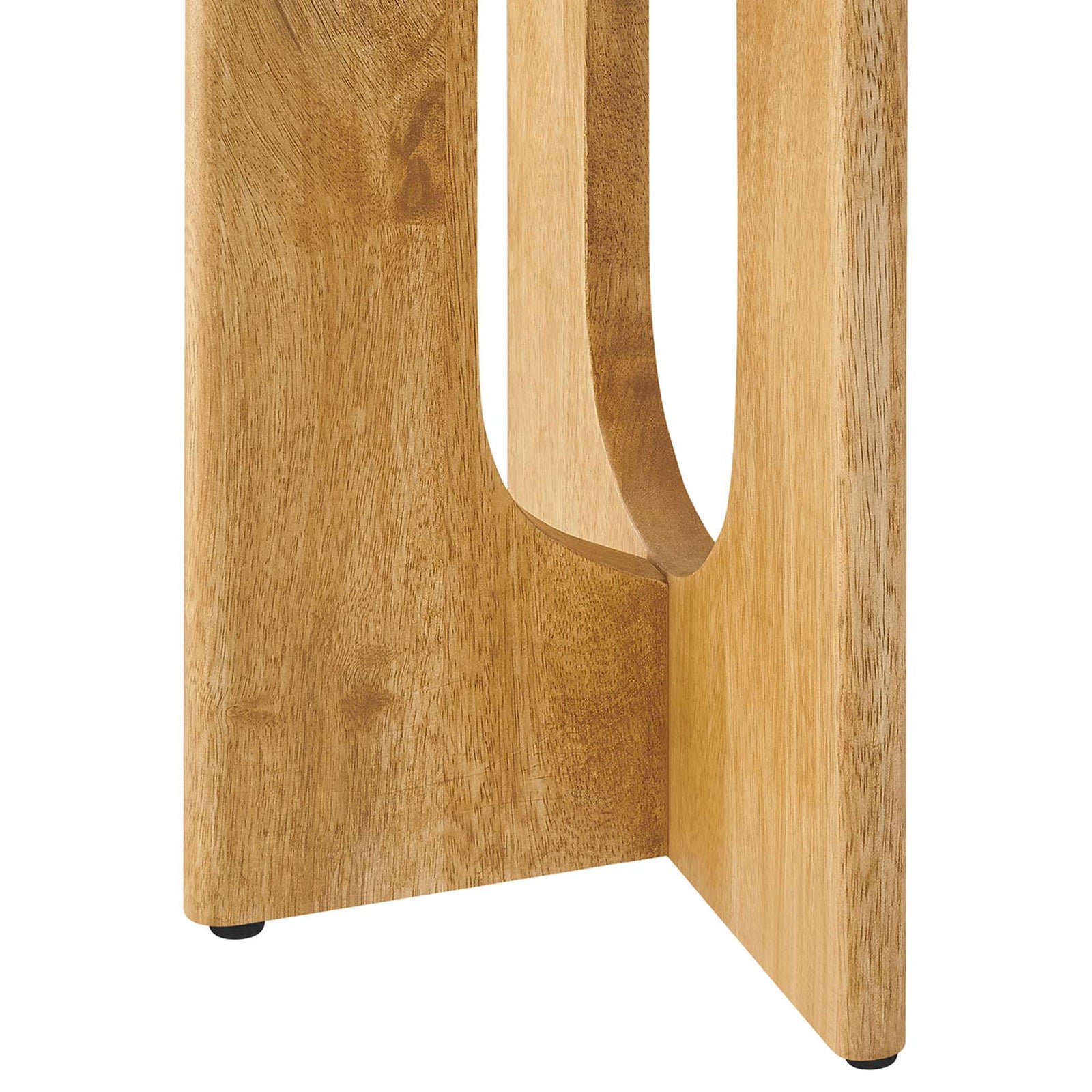 Pedestal base features smooth arched cutouts and adjustable non-marking foot caps || EEI-6596-OAK || leg_studio