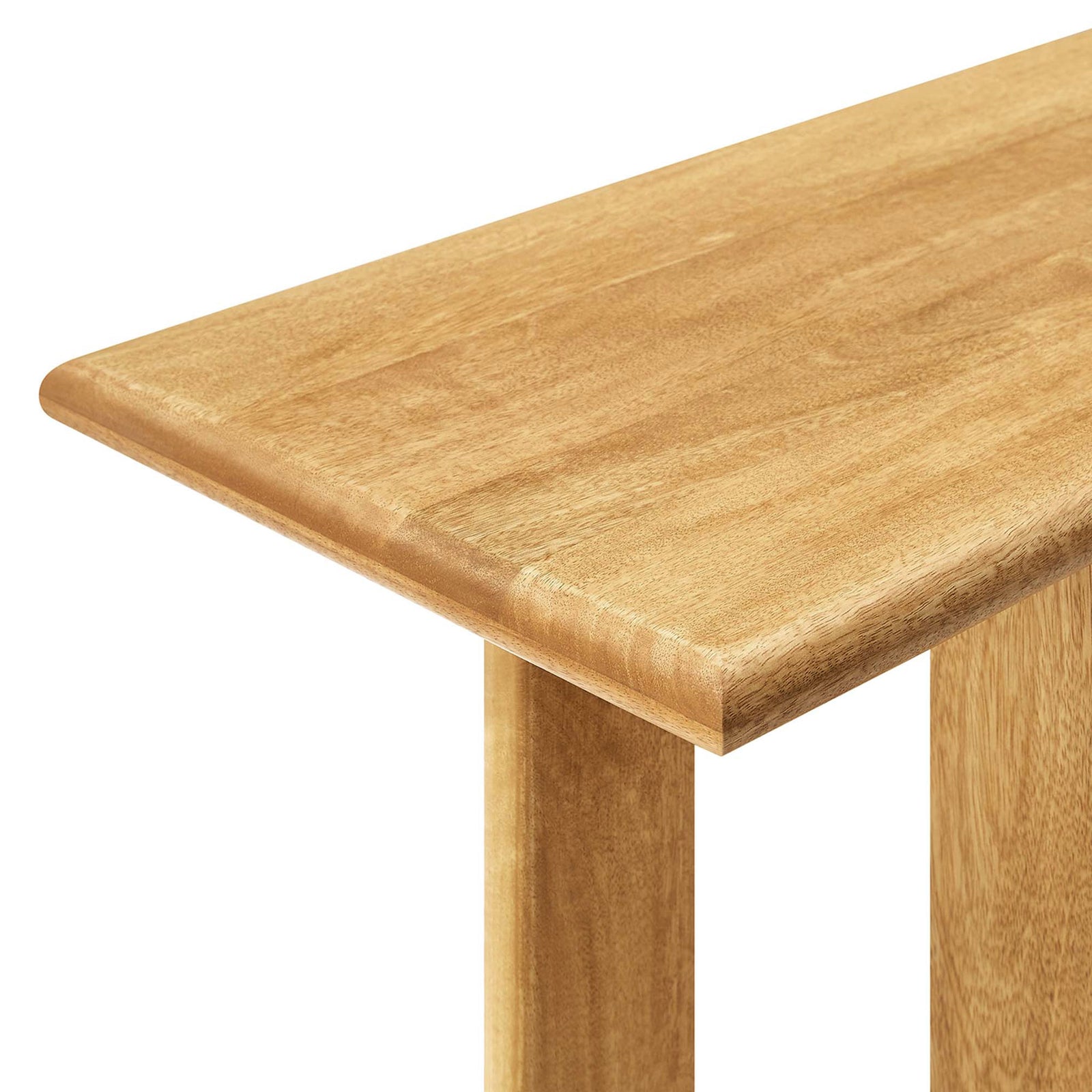 Rounded tabletop edge highlights the solid mango wood craftsmanship || EEI-6596-OAK || detail_studio