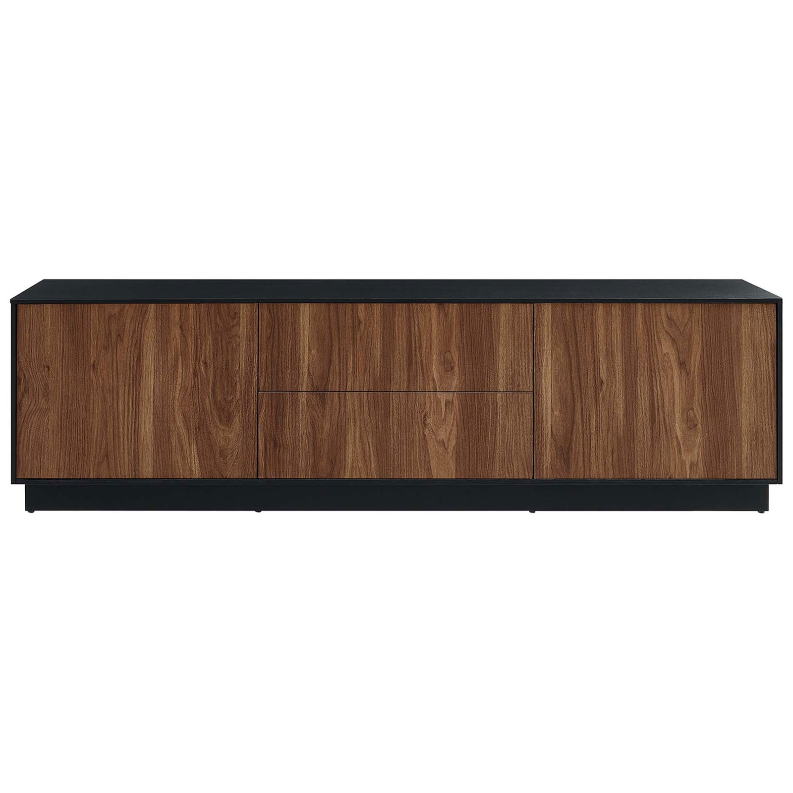Holden black walnut TV stand with wide top and balanced mix of cabinets and drawers || EEI-6598-BLK-WAL || front_studio