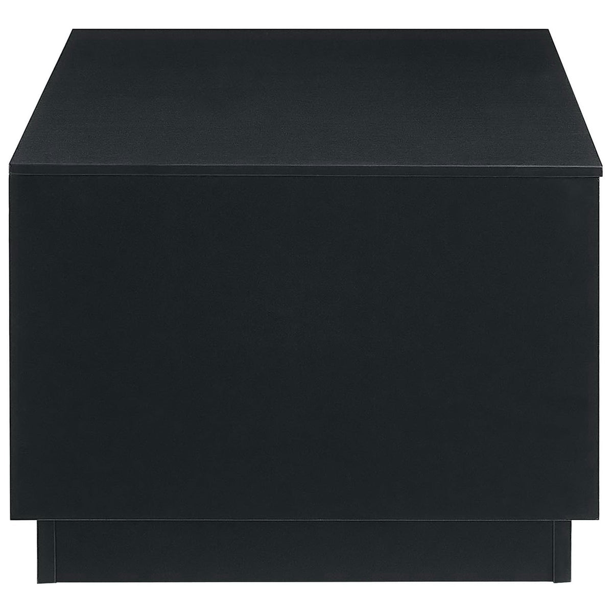 Smooth black side profile highlights the minimalist silhouette and sturdy plinth base || EEI-6599-BLK-WAL || side_studio