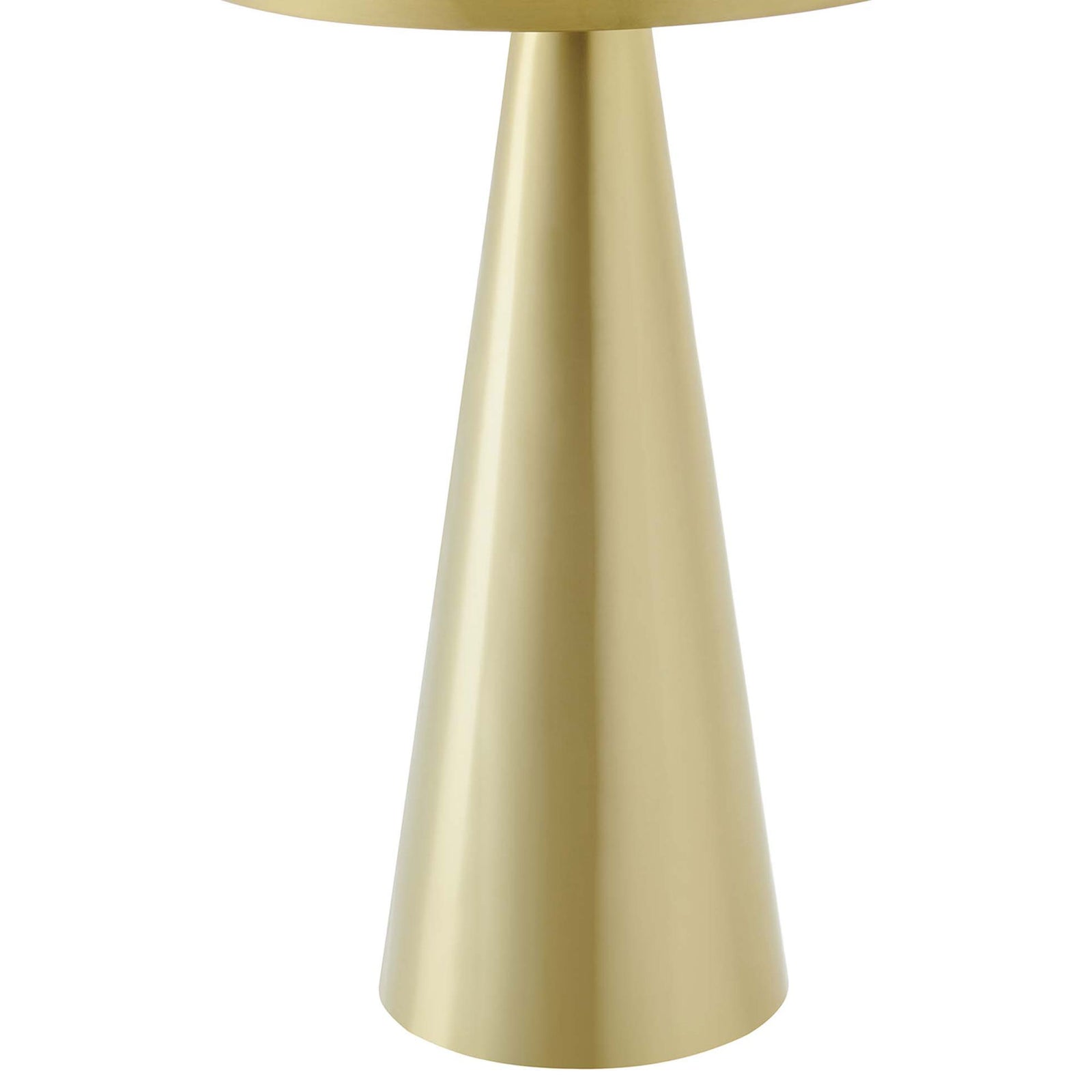 Conical brass pedestal base of the side table with smooth modern silhouette and sturdy, weighted feel || EEI-6608-BRA || leg_studio