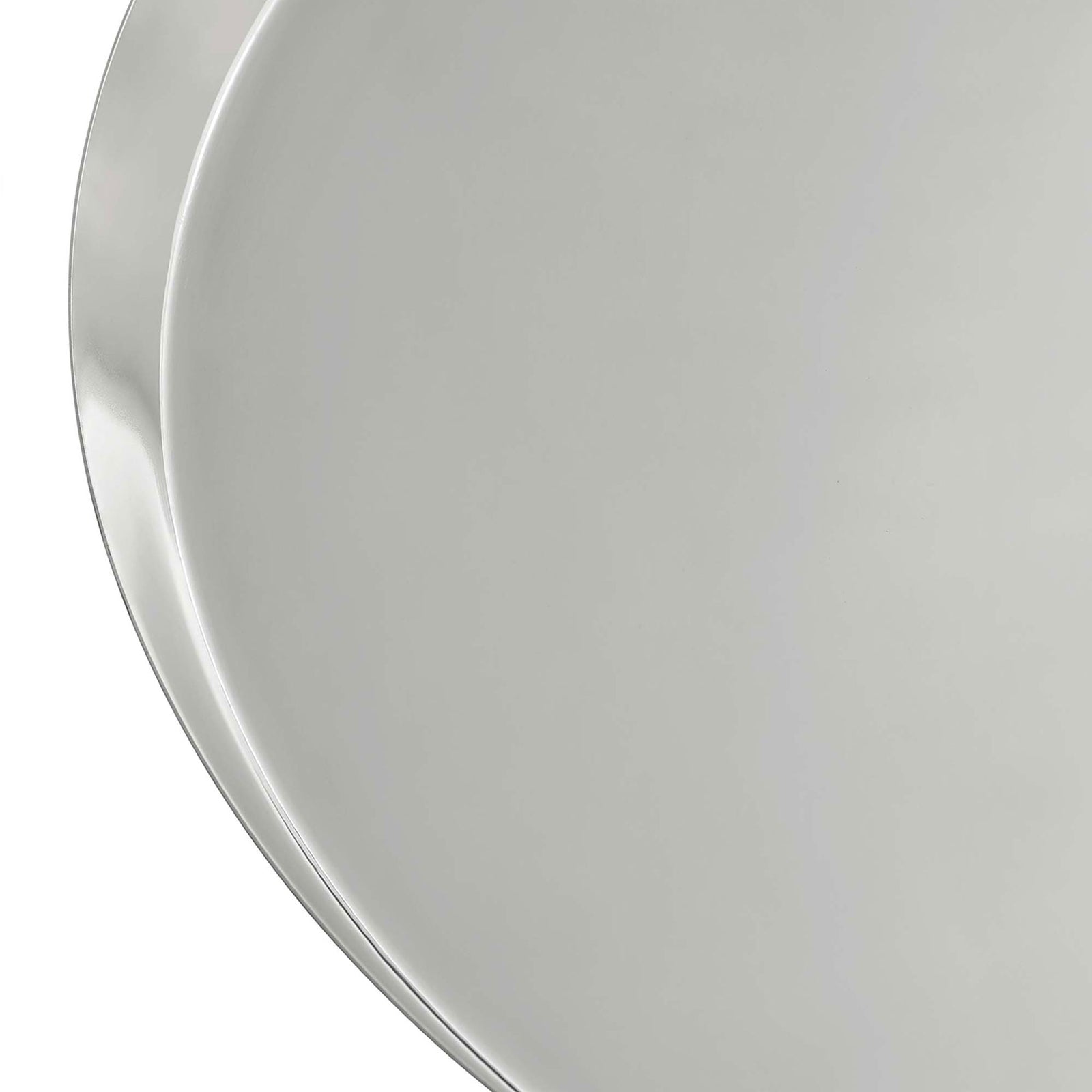 Close-up of the polished nickel tray rim highlighting the table's modern profile || EEI-6608-NIC || detail_studio