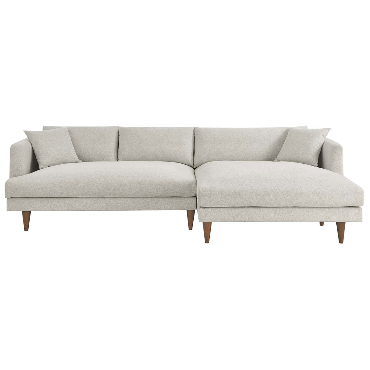 Low-profile ivory sectional sofa with deep seating and right-facing chaise || EEI-6612-HEI || front_studio