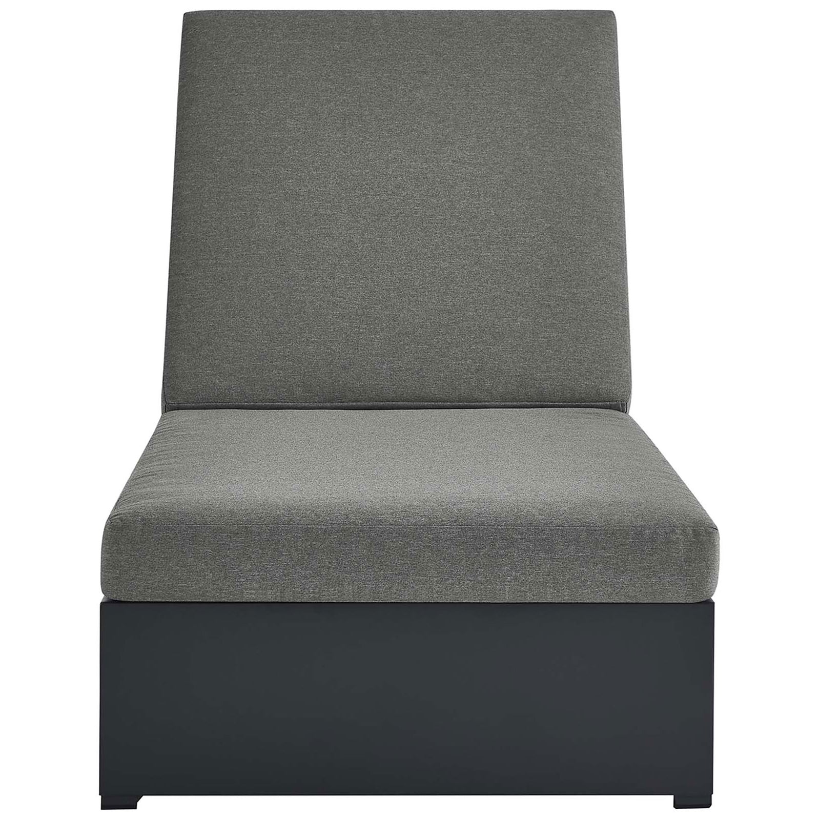 Modern charcoal chaise lounge with thick foam cushion and low platform base for relaxed seating || EEI-6634-GRY-CHA || front_studio