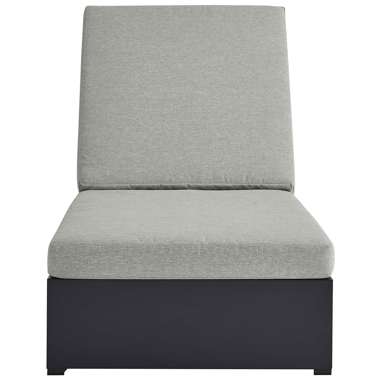 Modern light gray chaise lounge with generous cushioning and a streamlined low-profile base || EEI-6634-GRY-GRY || front_studio