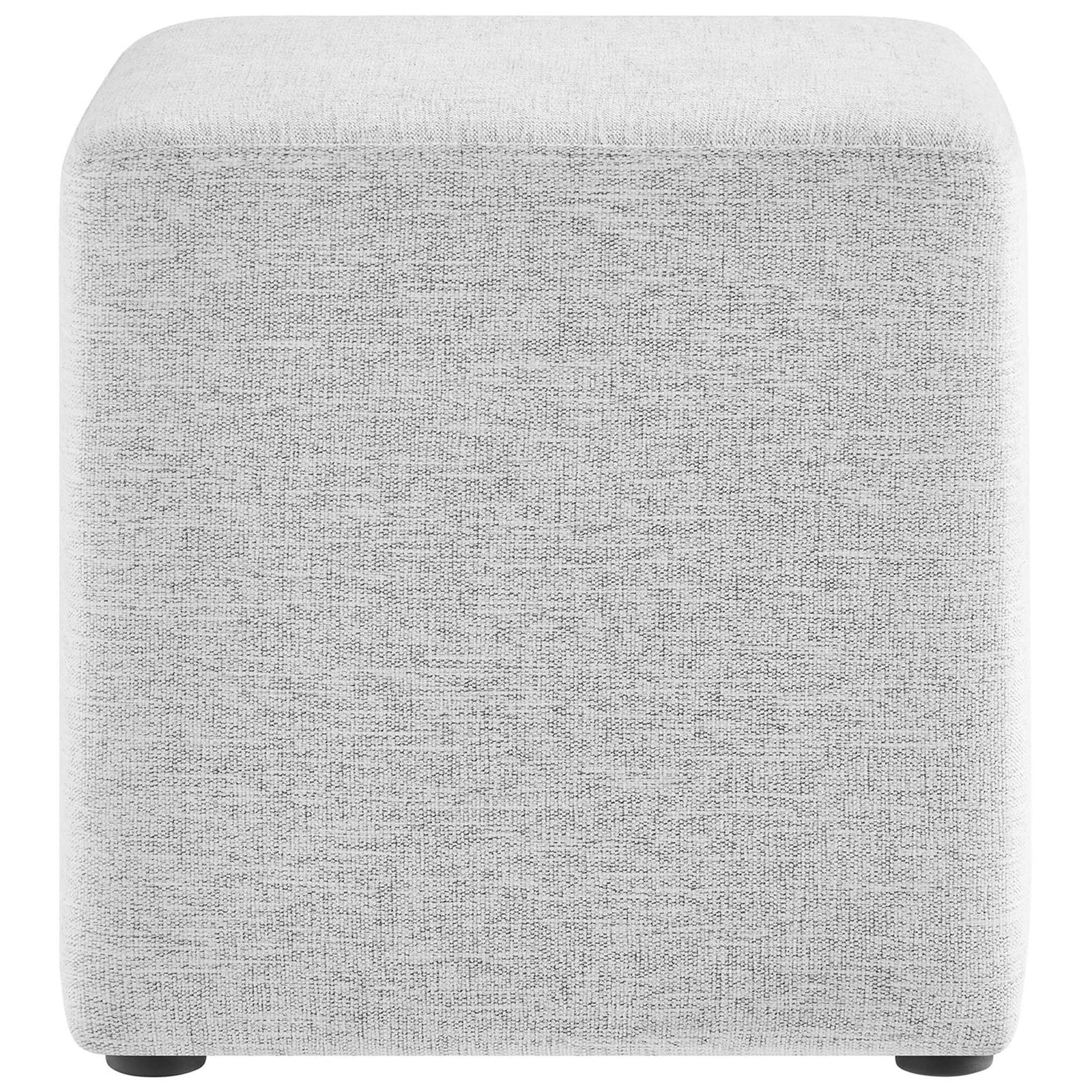 Light gray heathered ottoman with a clean, tailored face and softly rounded edges || EEI-6636-HLG || front_studio