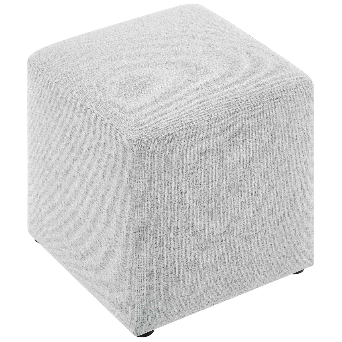 Square ottoman with a gently rounded top and softly textured light gray fabric || EEI-6636-HLG || top_angle_studio