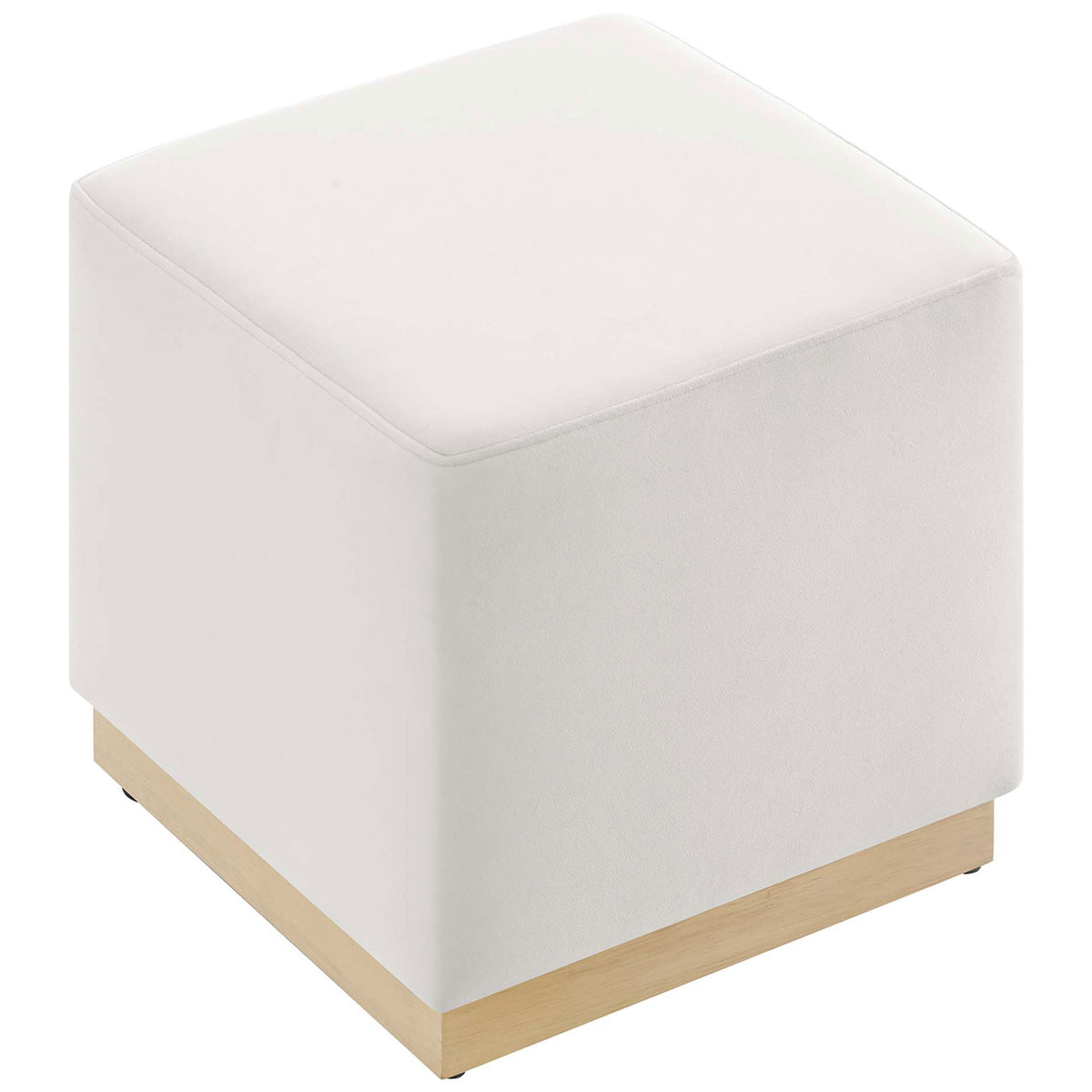 Soft cushioned ottoman top in alabaster performance velvet for comfortable seating or footrest use. || EEI-6640-ALA-NAT || top_angle_studio