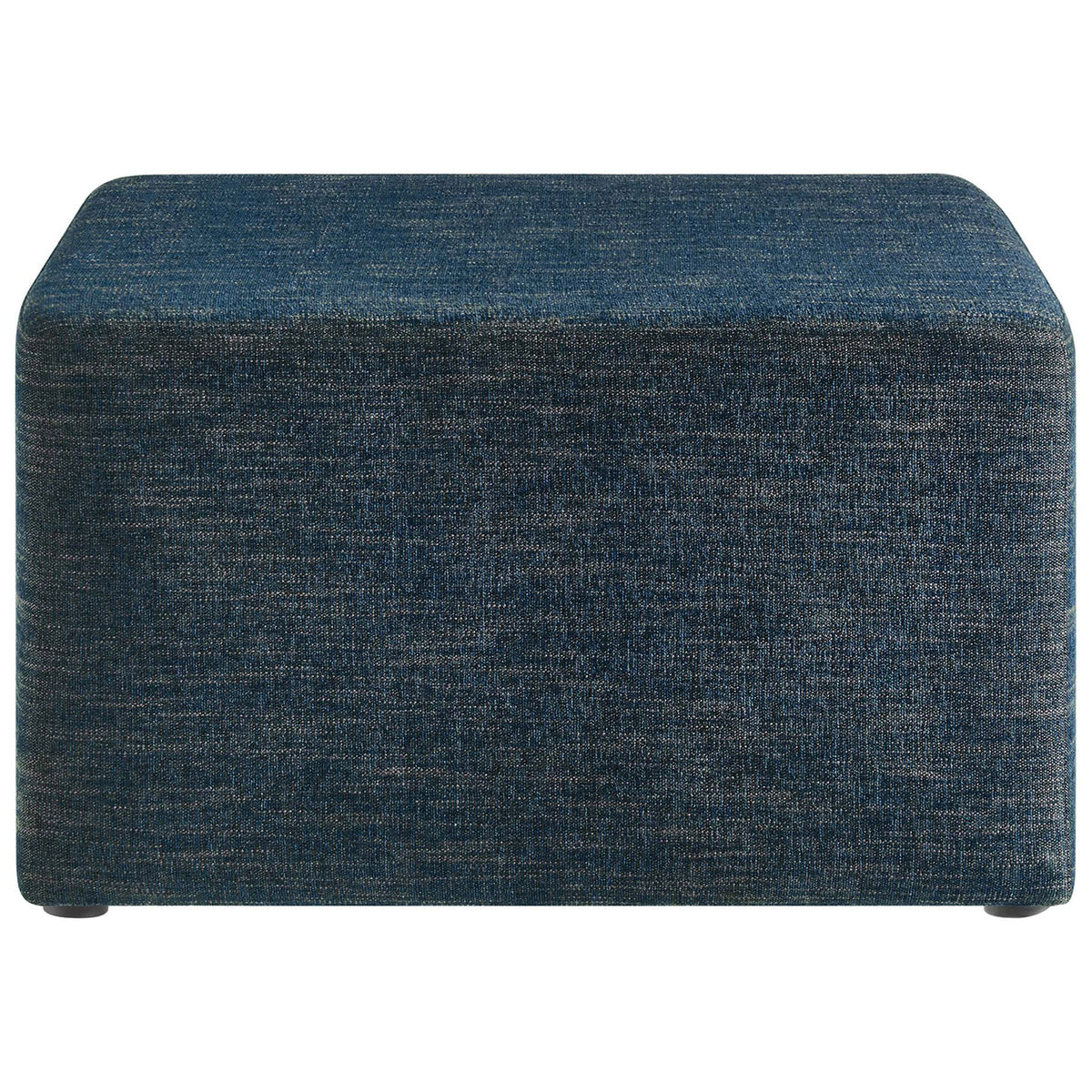 Modern heathered azure ottoman offers generous seating or a cushioned coffee table surface. || EEI-6642-HEA || front_studio