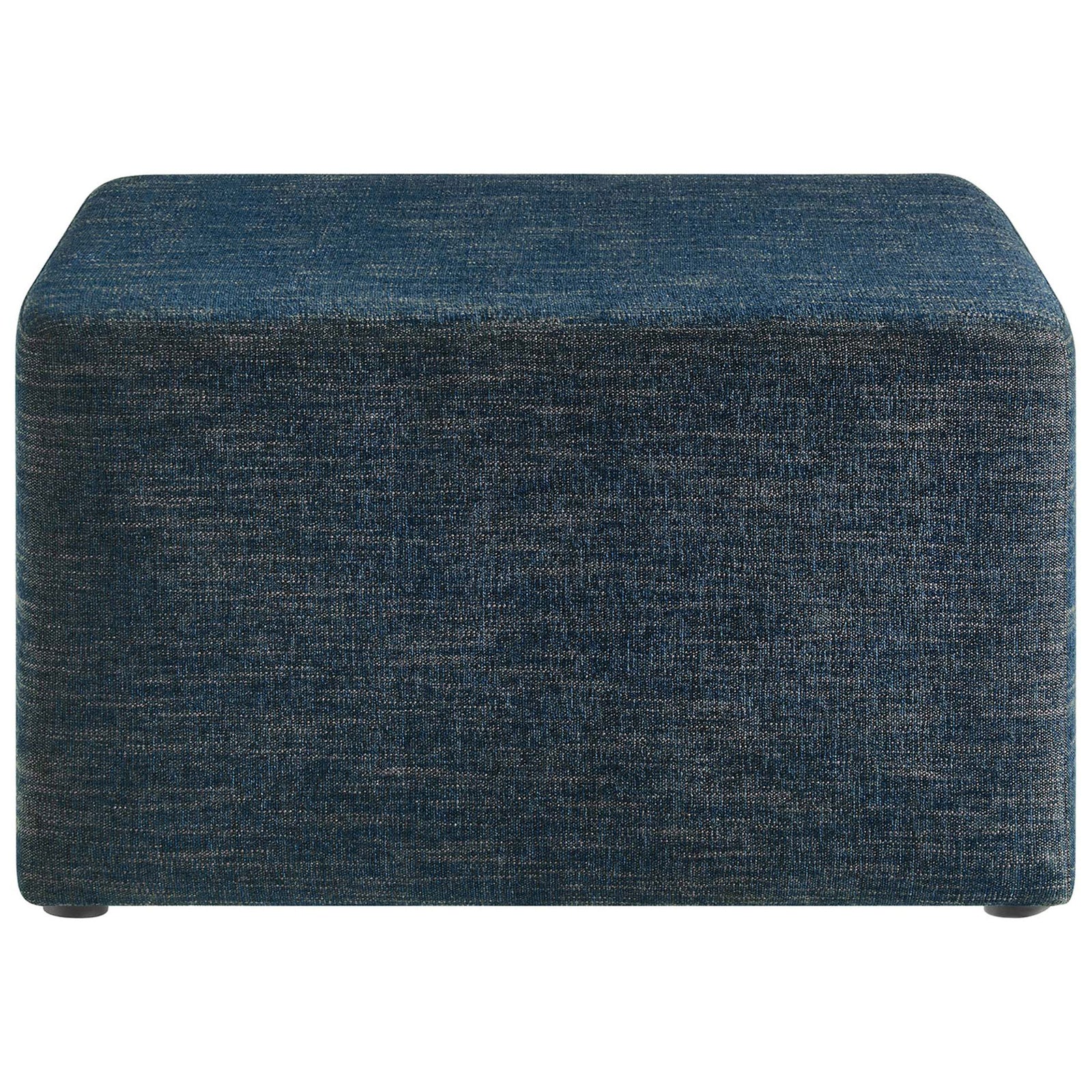 Modern heathered azure ottoman offers generous seating or a cushioned coffee table surface. || EEI-6642-HEA || front_studio