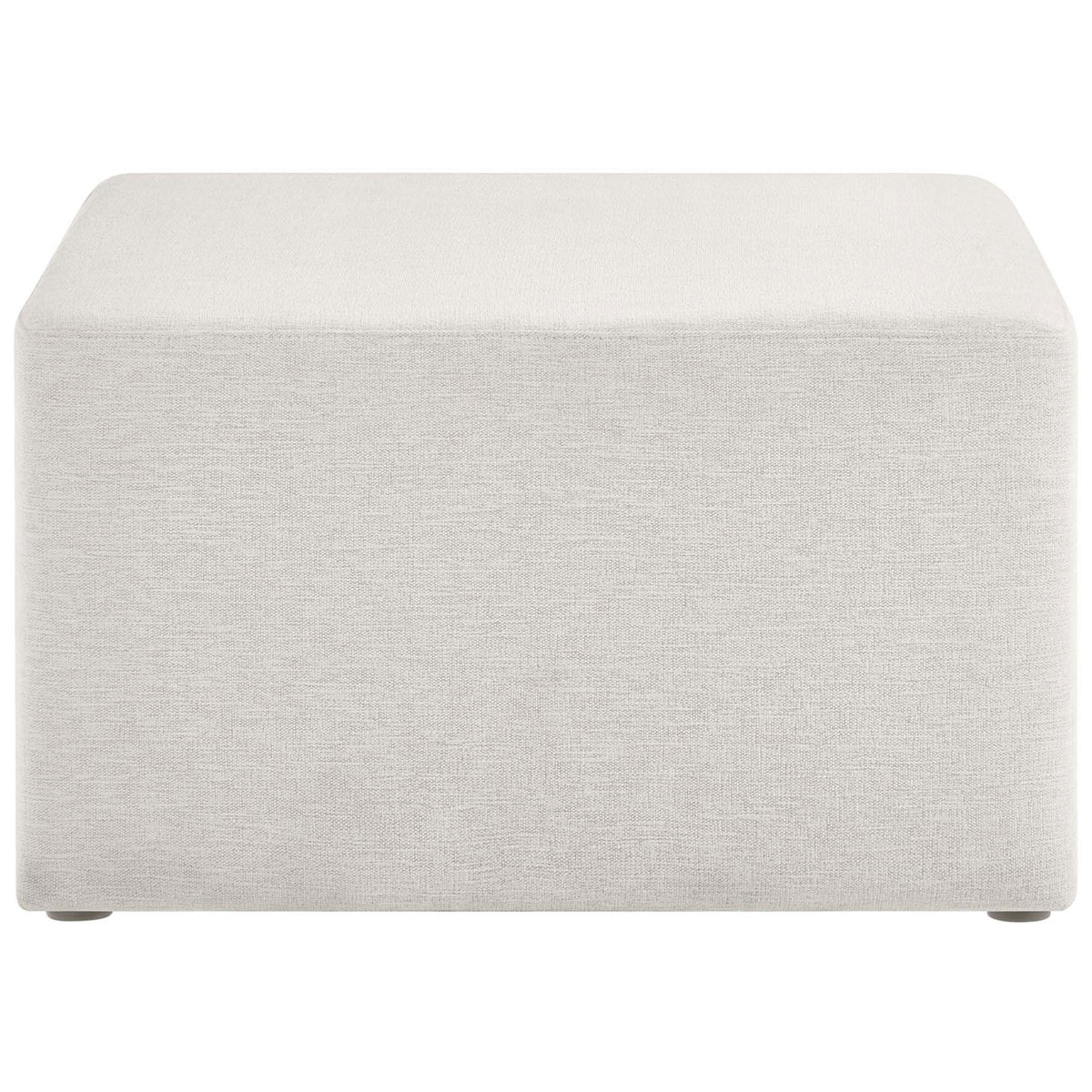 Clean lined ivory upholstered ottoman offering a generous low profile surface for seating or lounging || EEI-6642-HEI || front_studio
