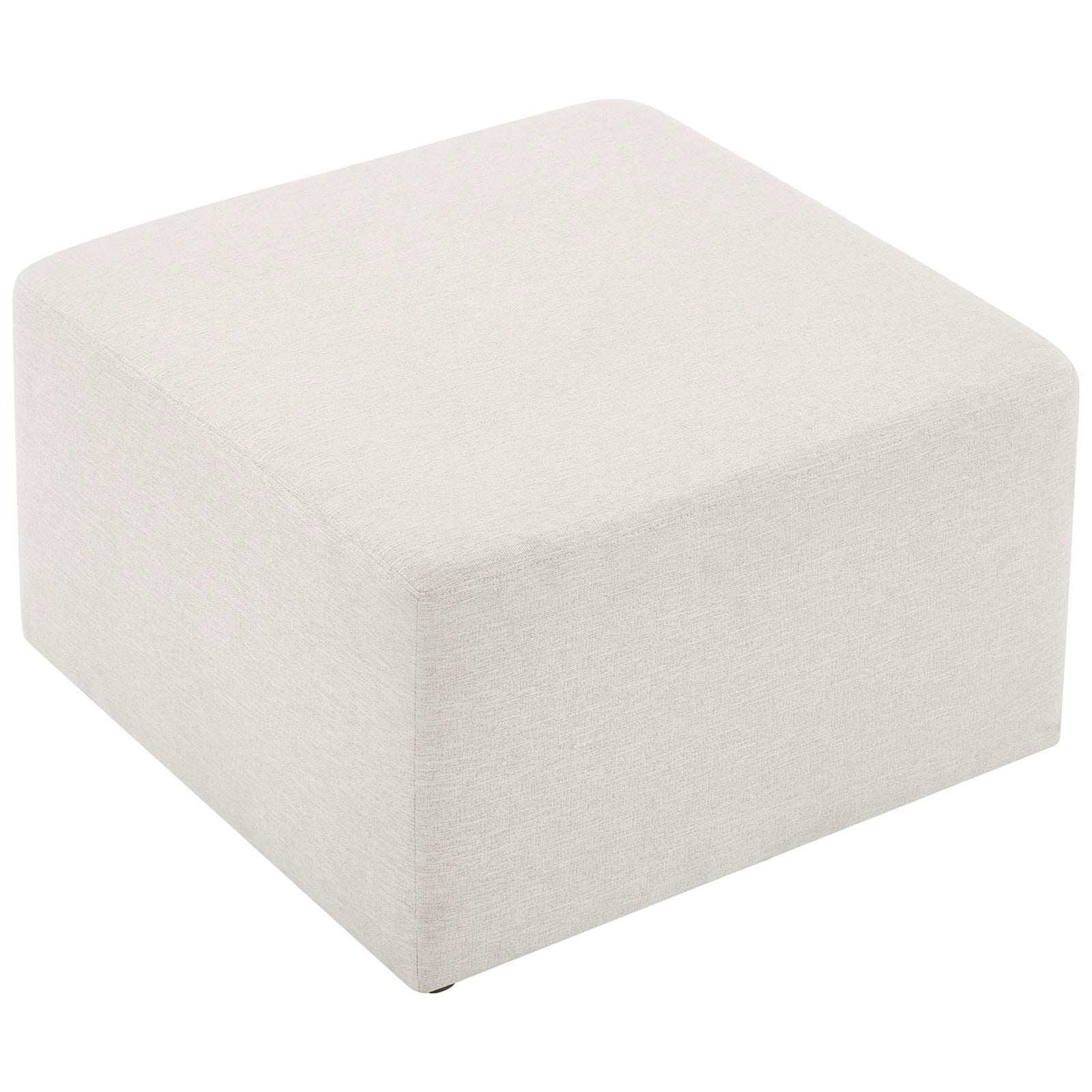 Spacious square ottoman with a broad cushioned surface and tailored edges for versatile seating or serving || EEI-6642-HEI || top_angle_studio