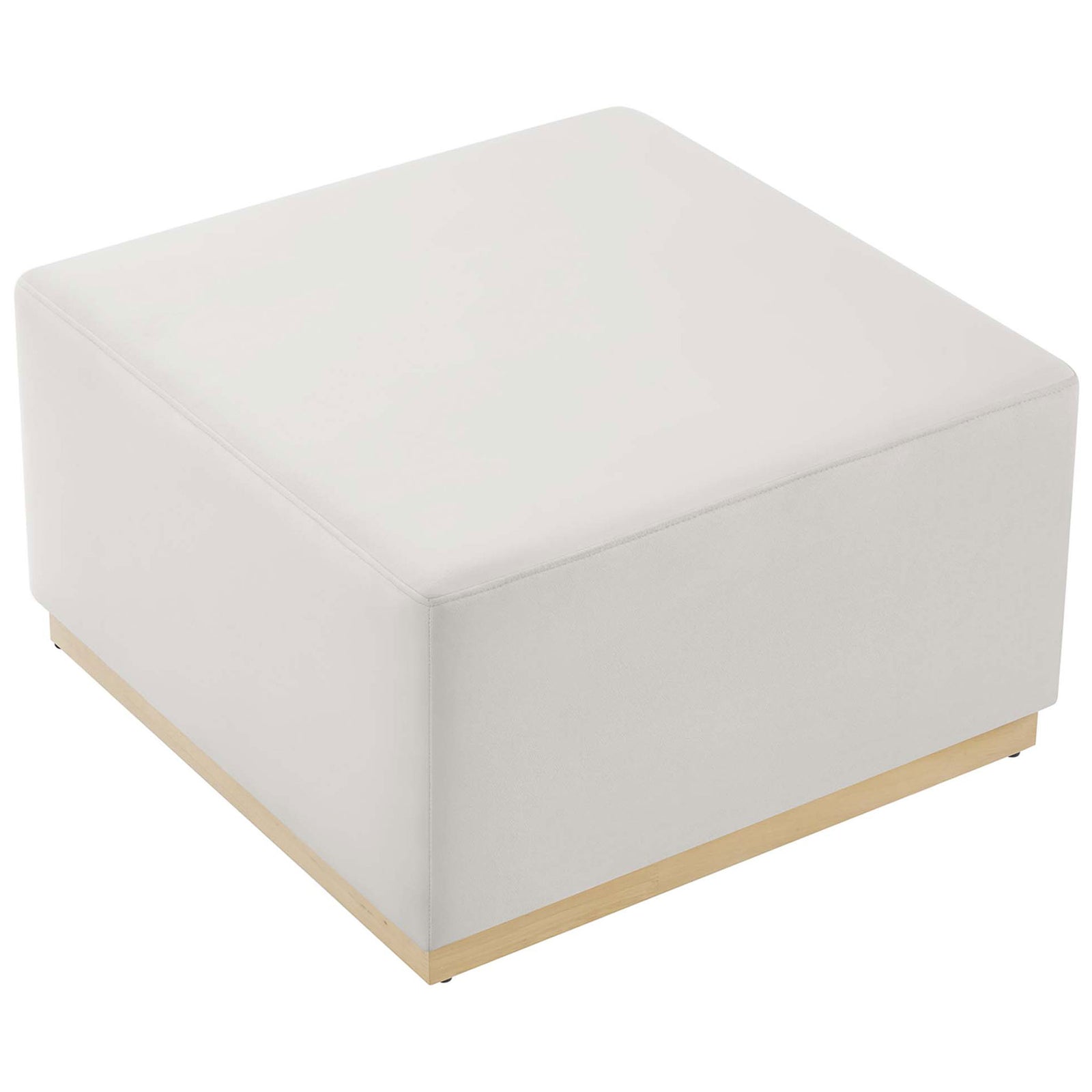 Generous square surface offers ample space for trays, books, and decor on this modern velvet ottoman || EEI-6643-ALA-NAT || top_angle_studio