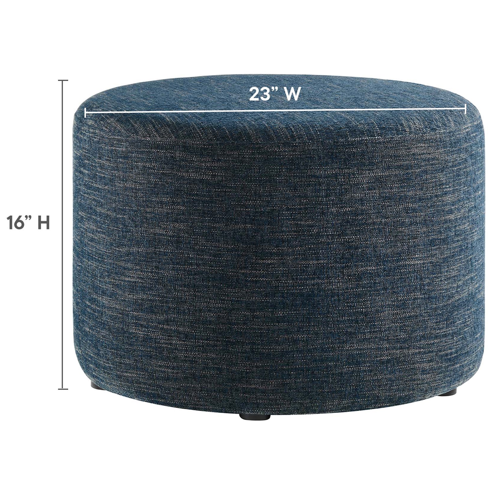 Dimension overlay shows the ottoman's generous 23 inch width and 16 inch height for easy planning || EEI-6645-HEA || dimension_studio