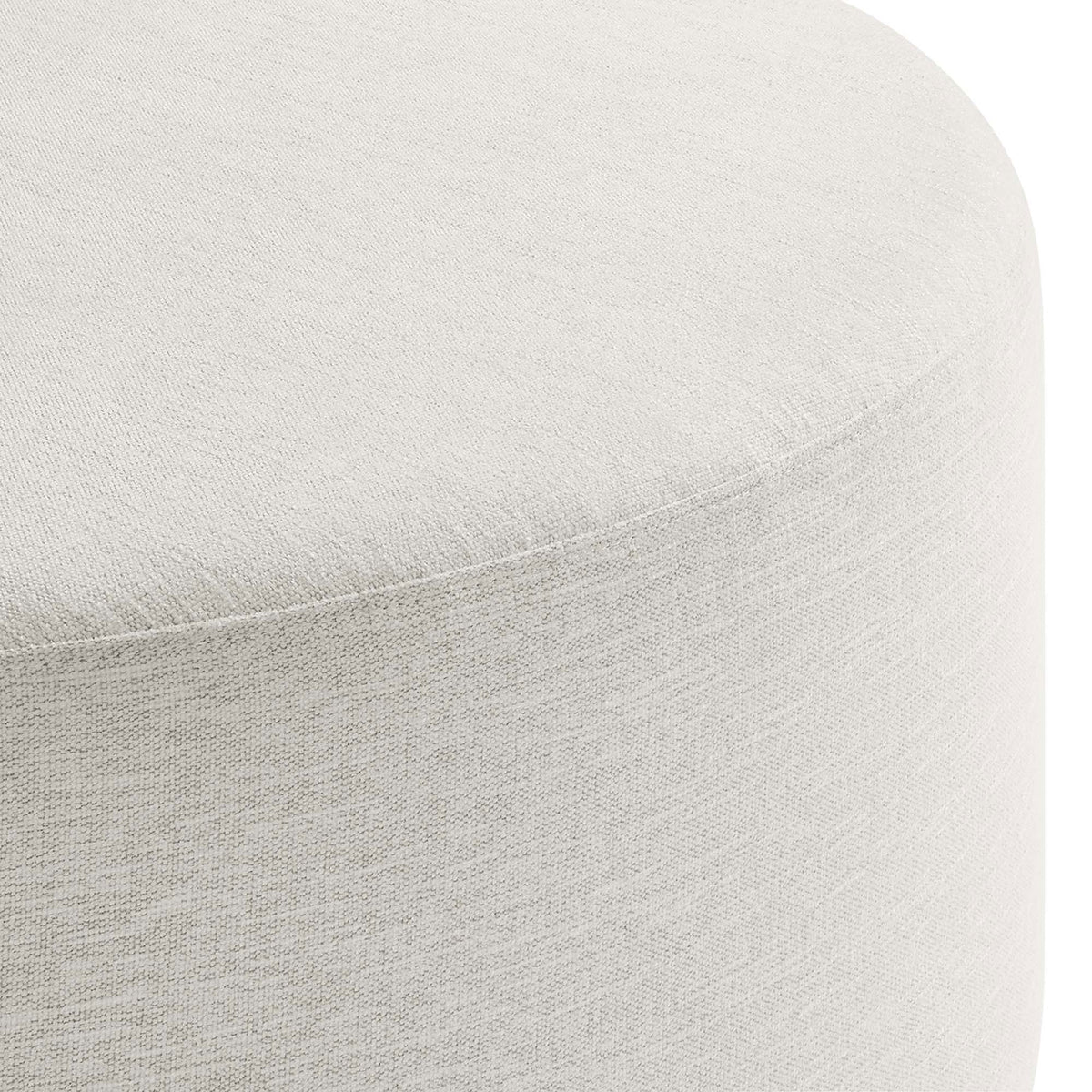Soft woven upholstery in ivory showcases a subtle heathered pattern and smooth, rounded cushioning. || EEI-6649-HEI || detail_studio