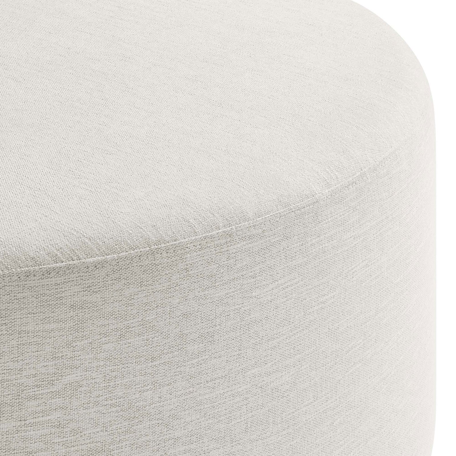 Soft woven upholstery in ivory showcases a subtle heathered pattern and smooth, rounded cushioning. || EEI-6649-HEI || detail_studio