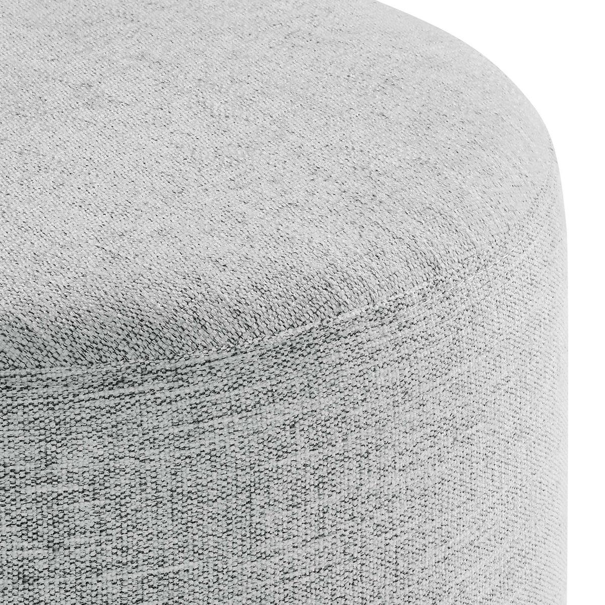 Heathered weave upholstery showcasing the textured round ottoman surface and soft fabric feel || EEI-6651-HLG || detail_studio