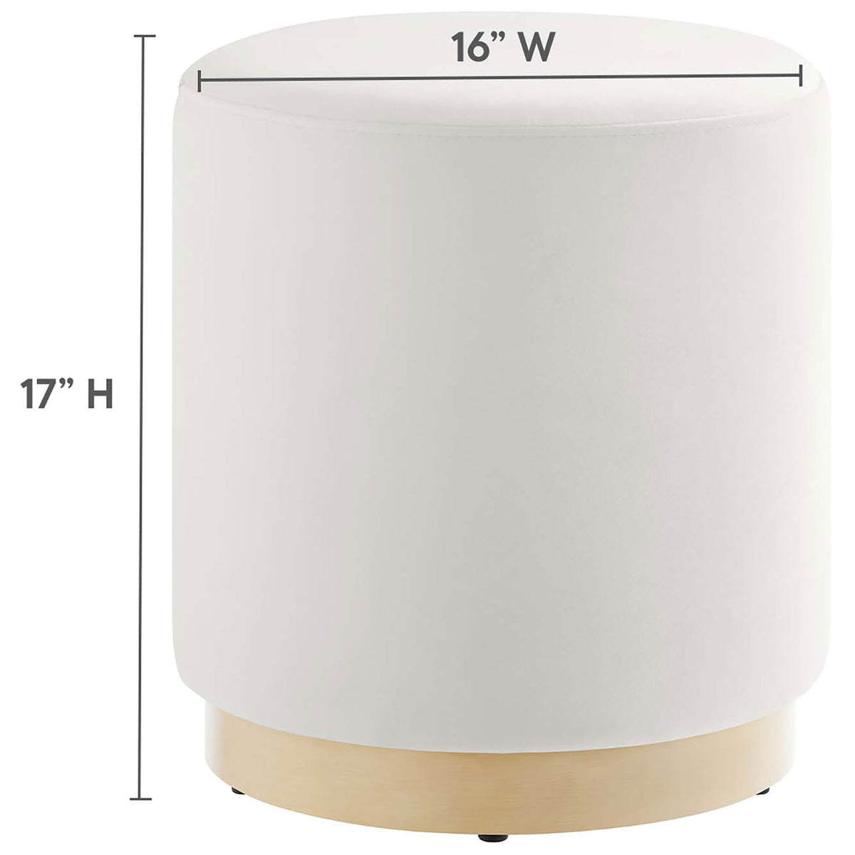 Round alabaster ottoman shown with width and height measurements for easy size reference || EEI-6652-ALA-NAT || dimension_studio