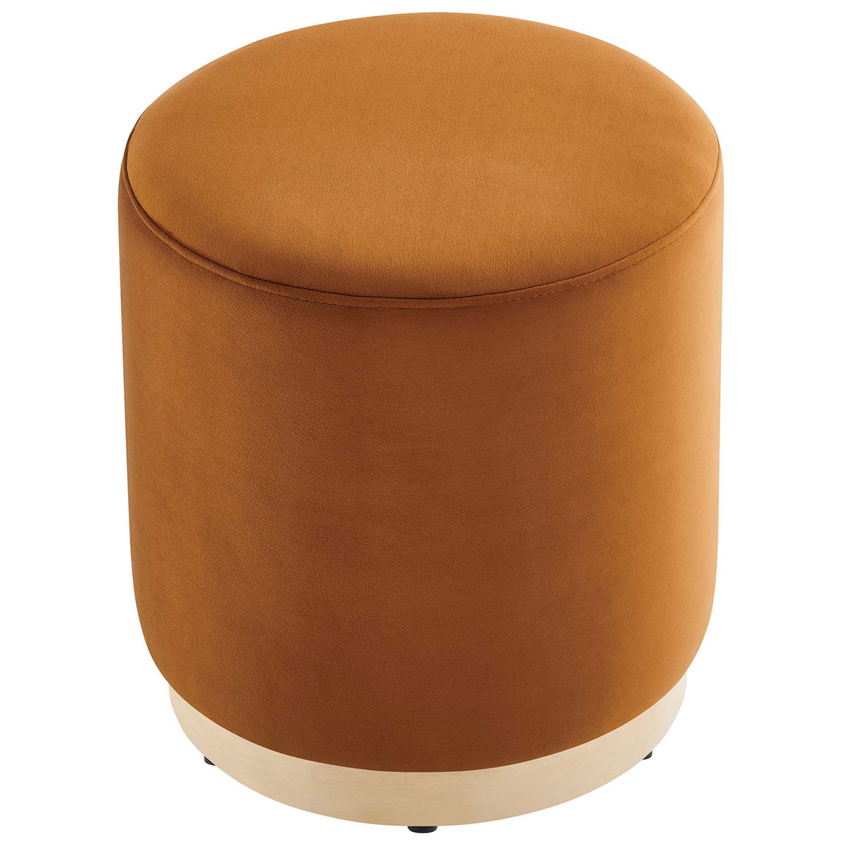 Plush performance velvet ottoman with generous padded seat and rounded edges for cozy extra seating or a footrest || EEI-6652-RUS-NAT || top_angle_studio