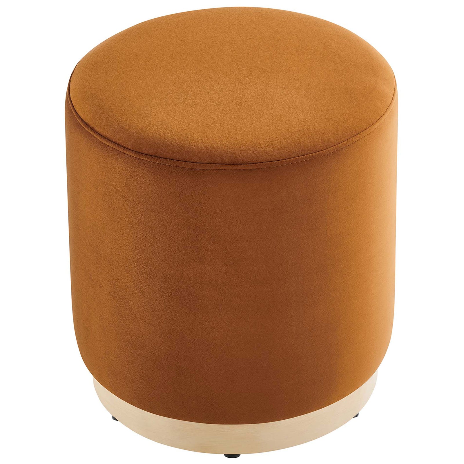 Plush performance velvet ottoman with generous padded seat and rounded edges for cozy extra seating or a footrest || EEI-6652-RUS-NAT || top_angle_studio