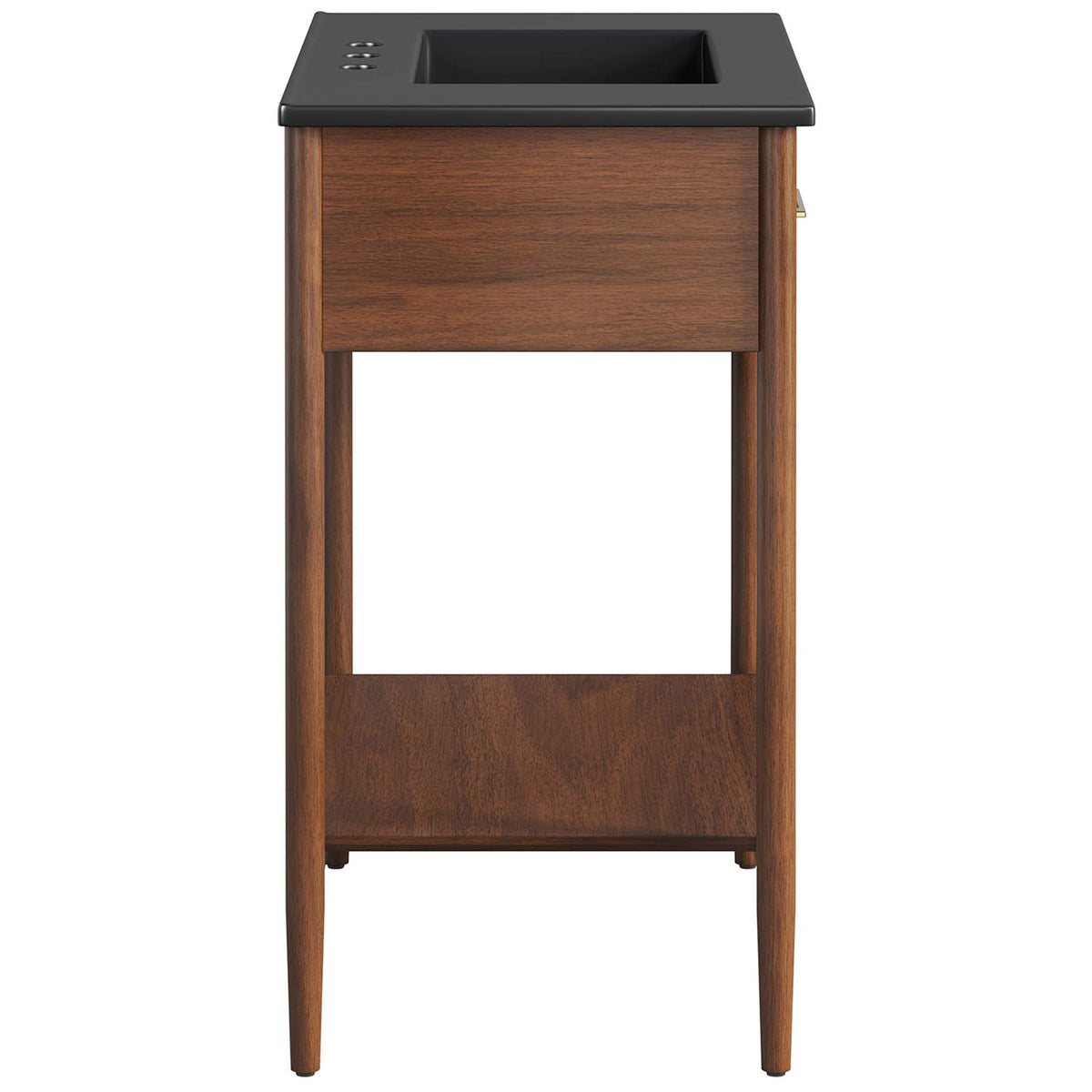 Streamlined profile highlights the warm wood grain finish and slim, tapered legs || EEI-6663-WAL-BLK || side_studio