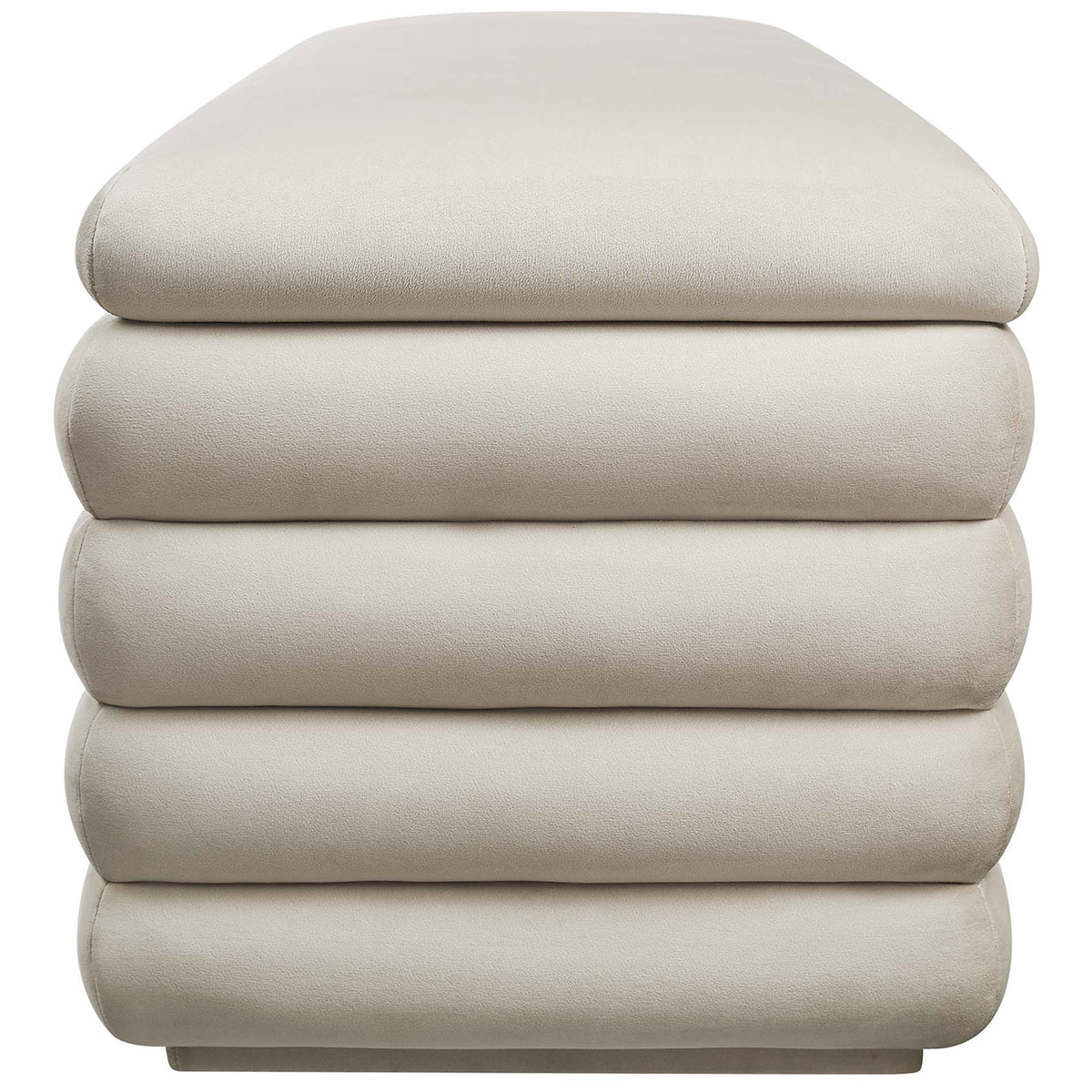 Rounded edges and stacked channels create a soft, cushioned profile in almond velvet. || EEI-6664-ALM || side_studio