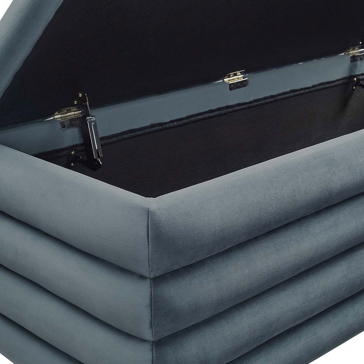 Neatly upholstered interior with metal stay-open hinges keeps essentials organized and within easy reach. || EEI-6664-CAB || detail_studio