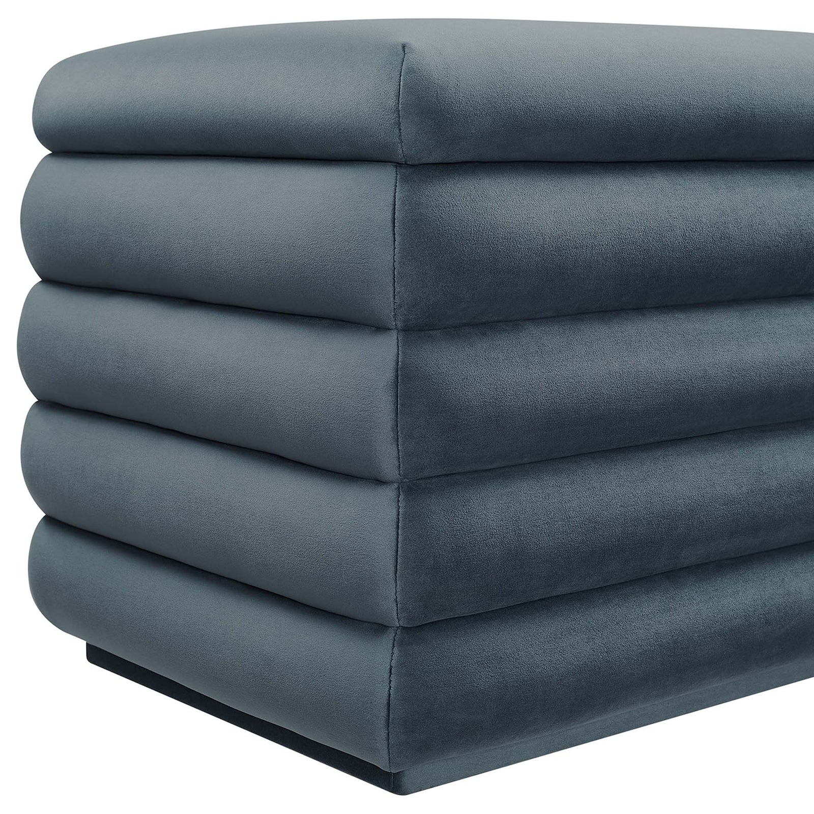 Tailored seams and smooth performance velvet highlight the bench's refined craftsmanship. || EEI-6664-CAB || detail_studio