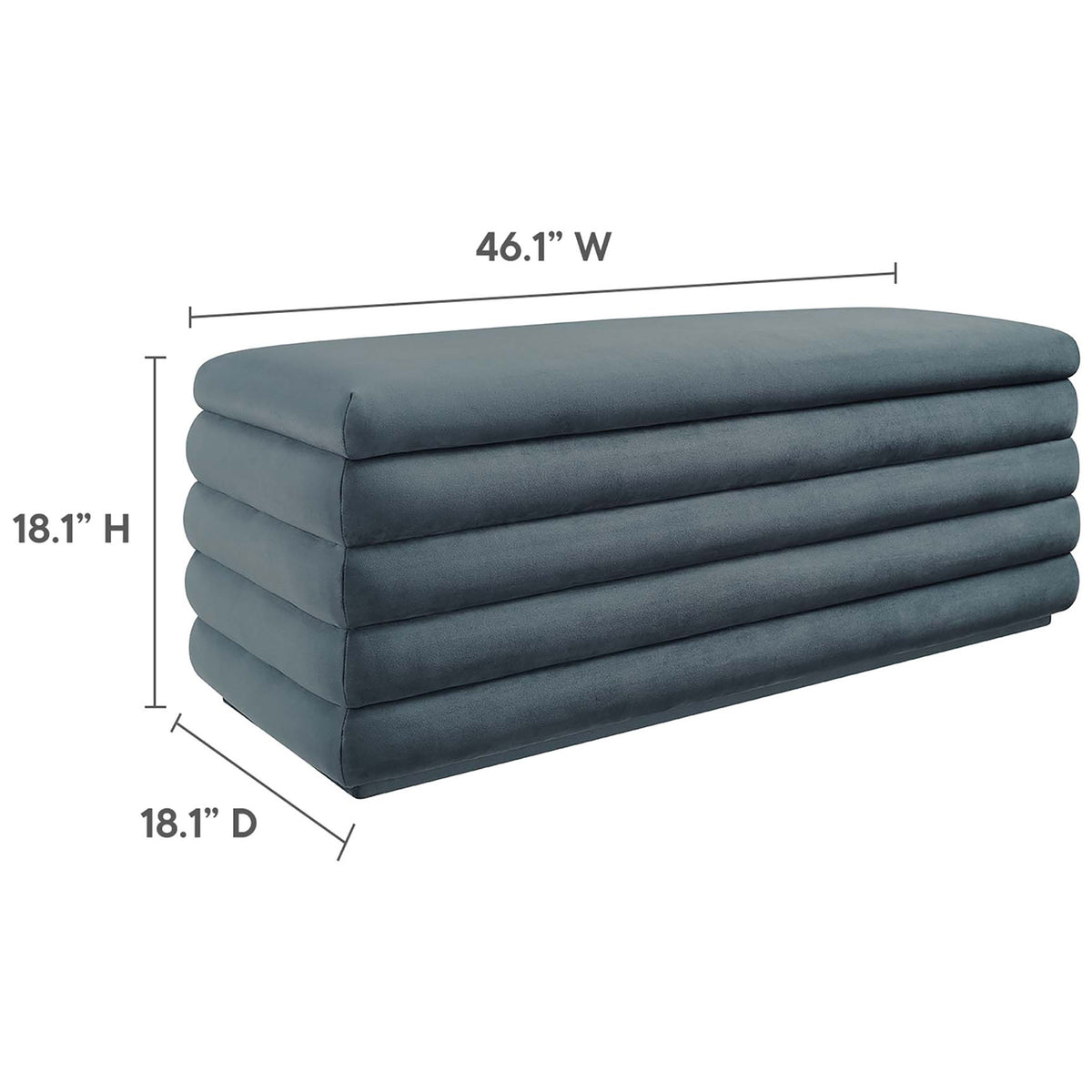 Generous 46-inch-wide bench sized for the foot of the bed, entryway, or living room. || EEI-6664-CAB || dimension_studio