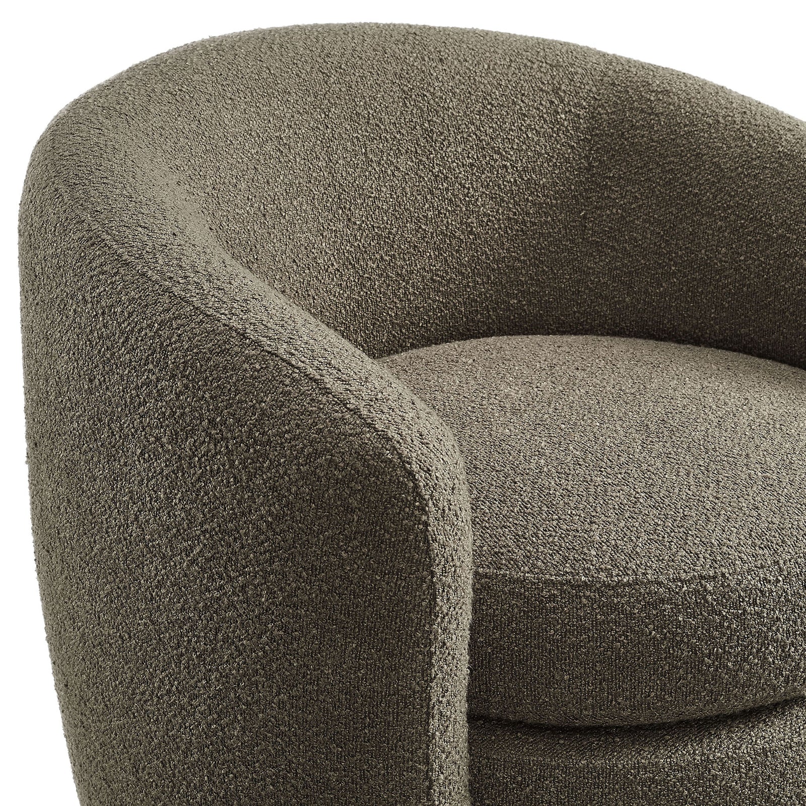Nubby pebble boucle and plush cushion highlight the chair's cozy, tactile texture || EEI-6666-PEB || detail_studio