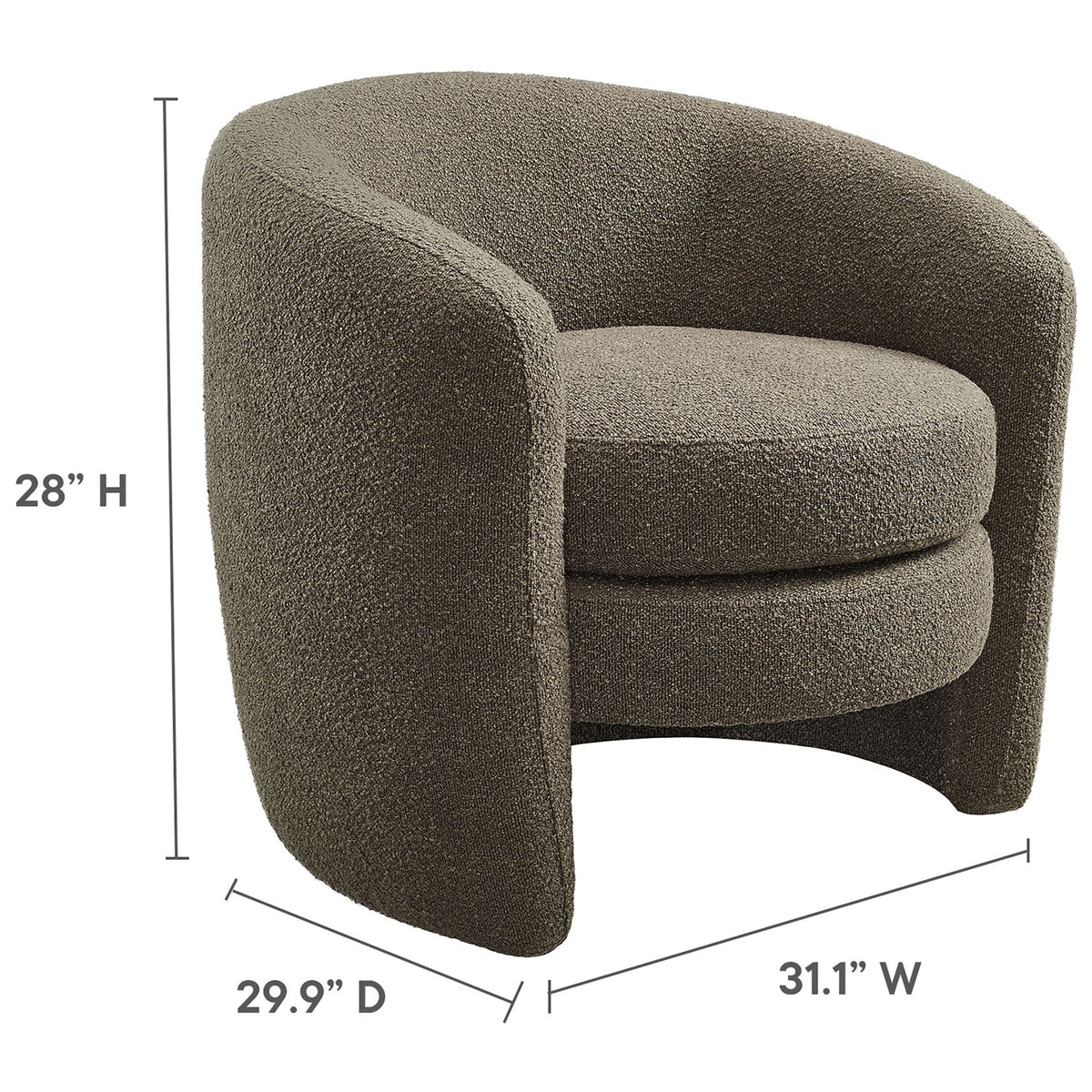 Compact proportions with 31.1 in width, 29.9 in depth, and 28 in height suit cozy living spaces || EEI-6666-PEB || dimension_studio