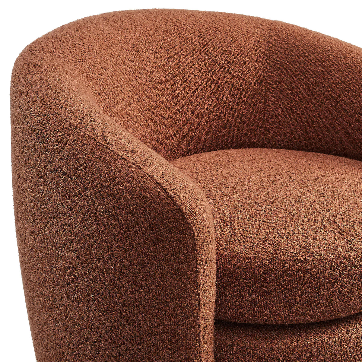 Soft rust boucle upholstery with neatly tailored seams and inviting texture || EEI-6666-RUS || detail_studio