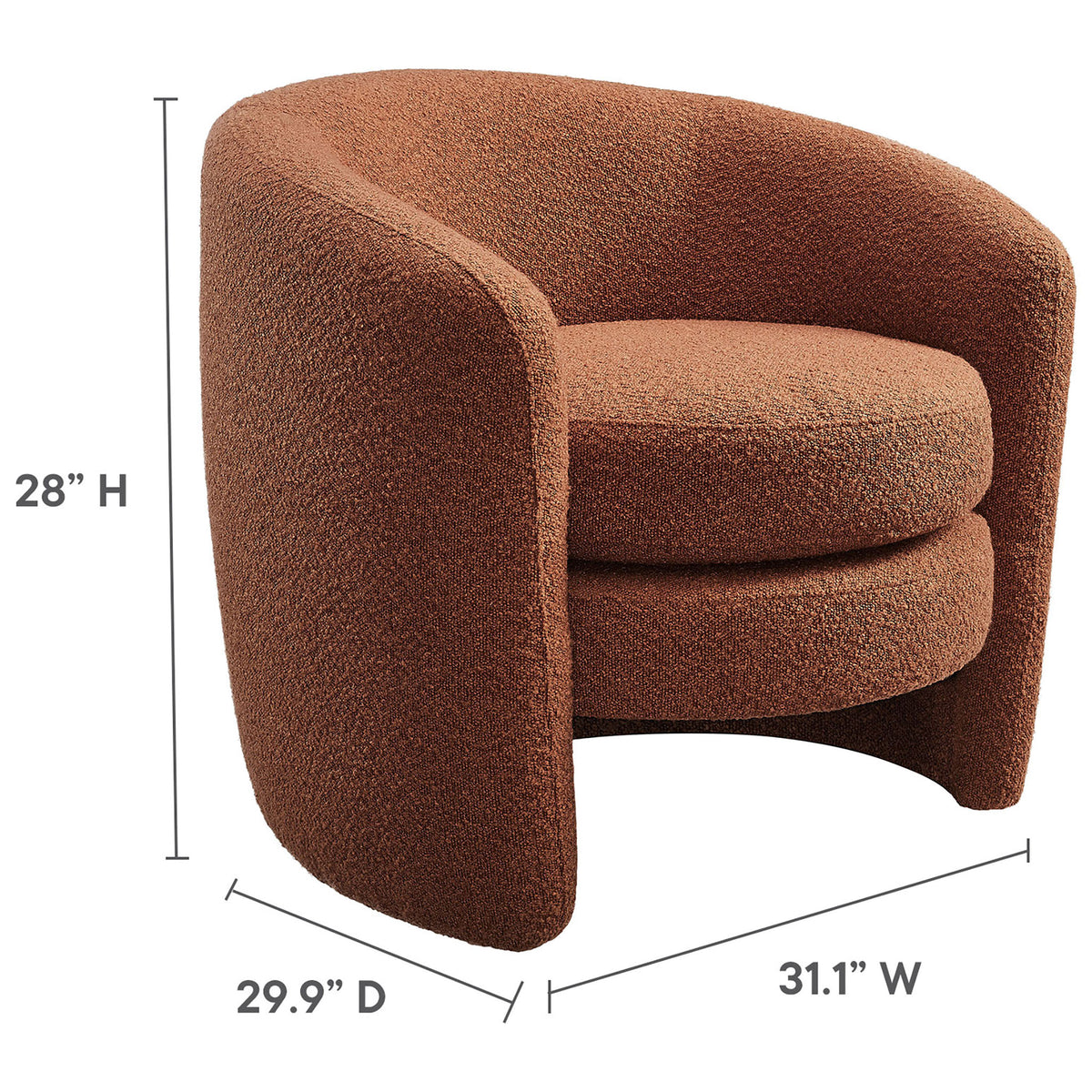 Compact accent chair sized for versatile placement without sacrificing comfort || EEI-6666-RUS || dimension_studio