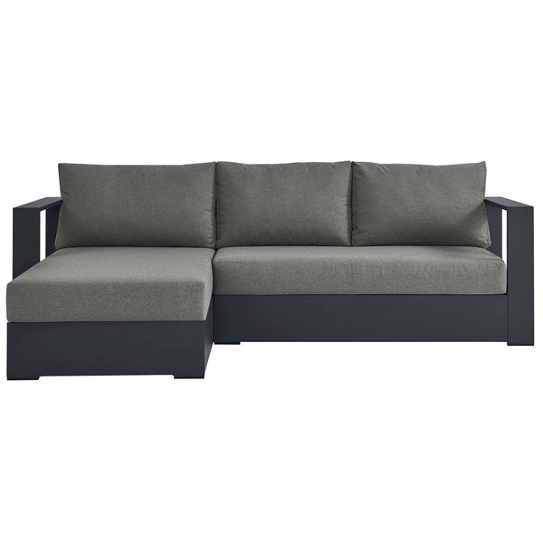Tahoe charcoal outdoor sectional with left chaise and deep, supportive cushions || EEI-6670-GRY-CHA || front_studio