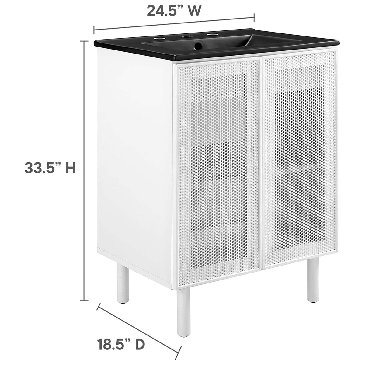 Dimensions overview makes planning easy for compact bathrooms || EEI-6679-BLK-WHI || dimension_studio