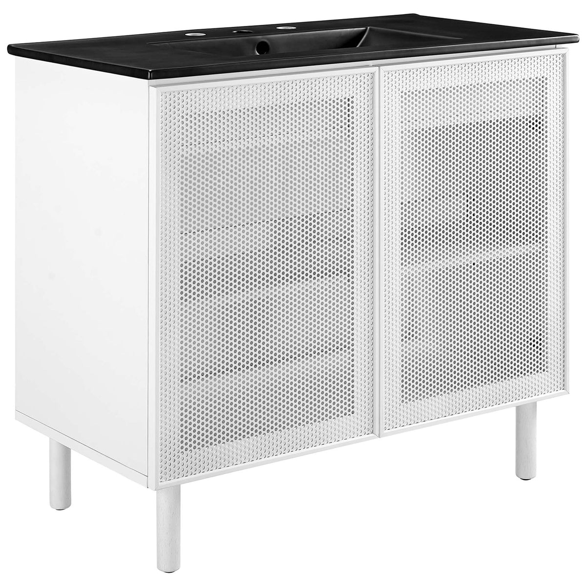 Spacious 36-inch design brings modern contrast and everyday functionality || EEI-6680-BLK-WHI || front_angle_studio