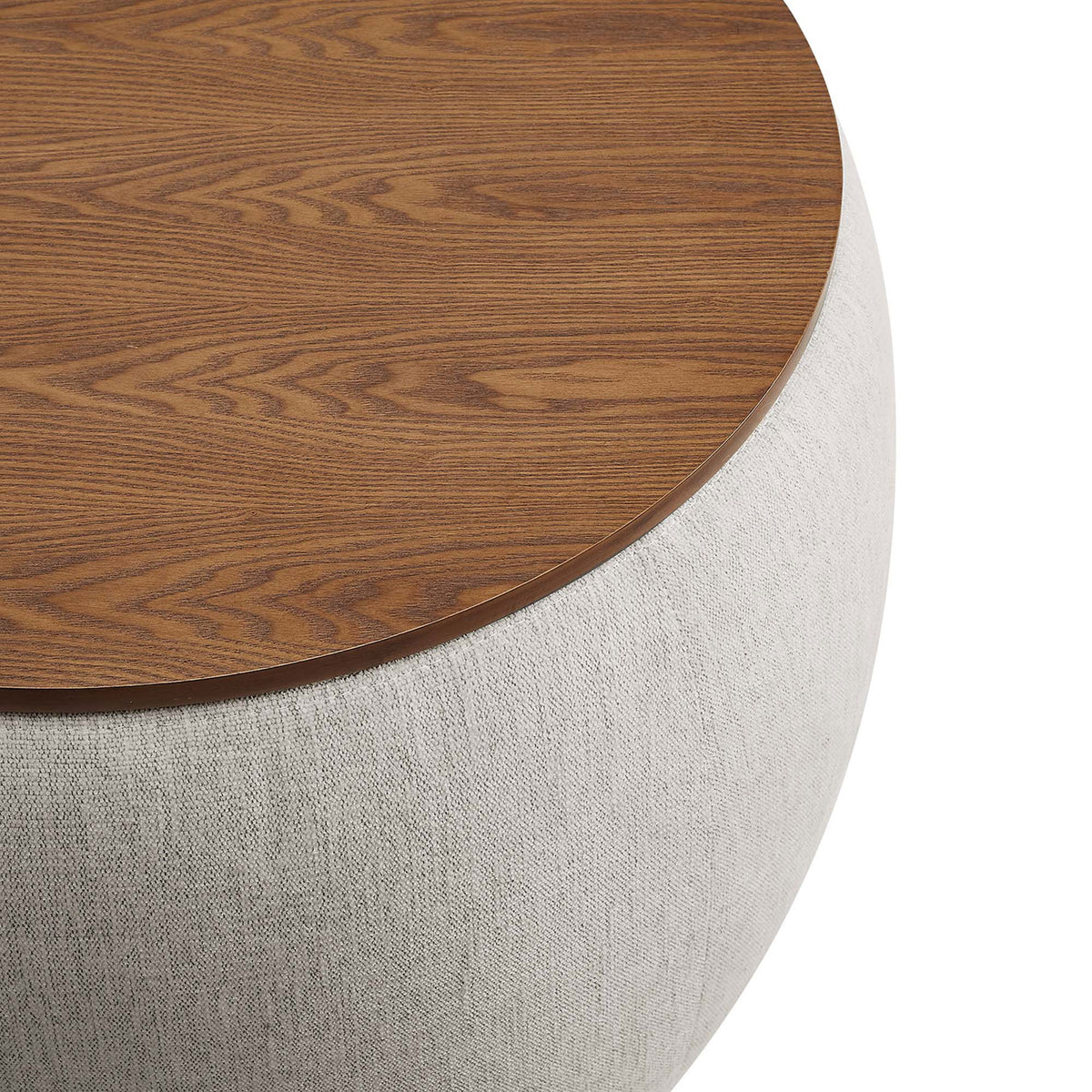 Beveled wood tray lid paired with textured heathered ivory ottoman base for a refined look || EEI-6688-HEI || detail_studio