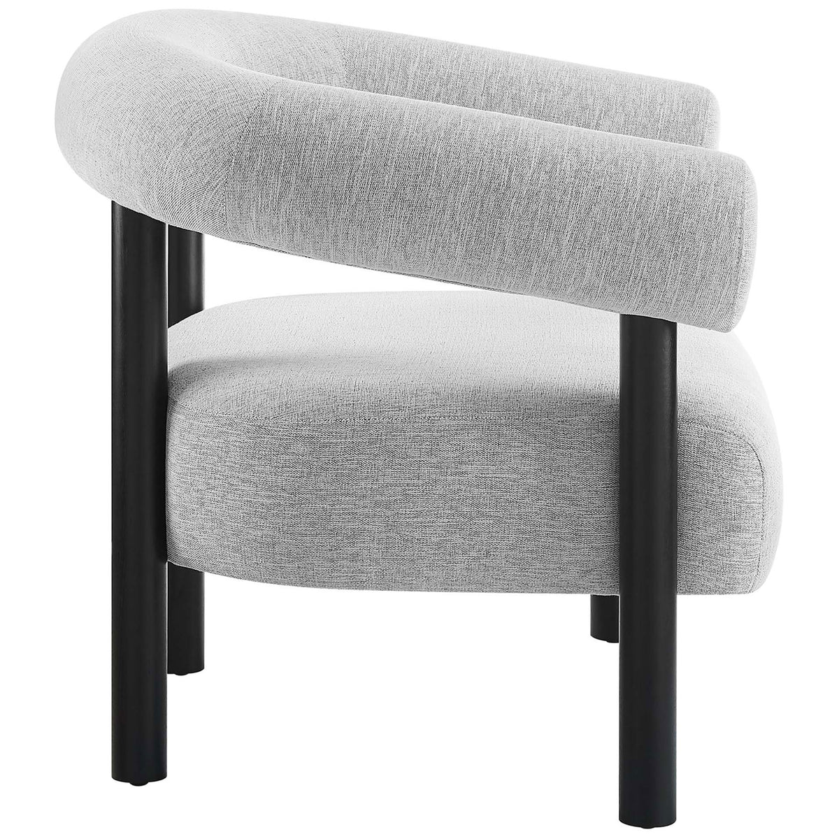 Side profile highlights the wraparound backrest and generously cushioned seat for lounge-ready comfort || EEI-6689-LGR-BLK || side_studio